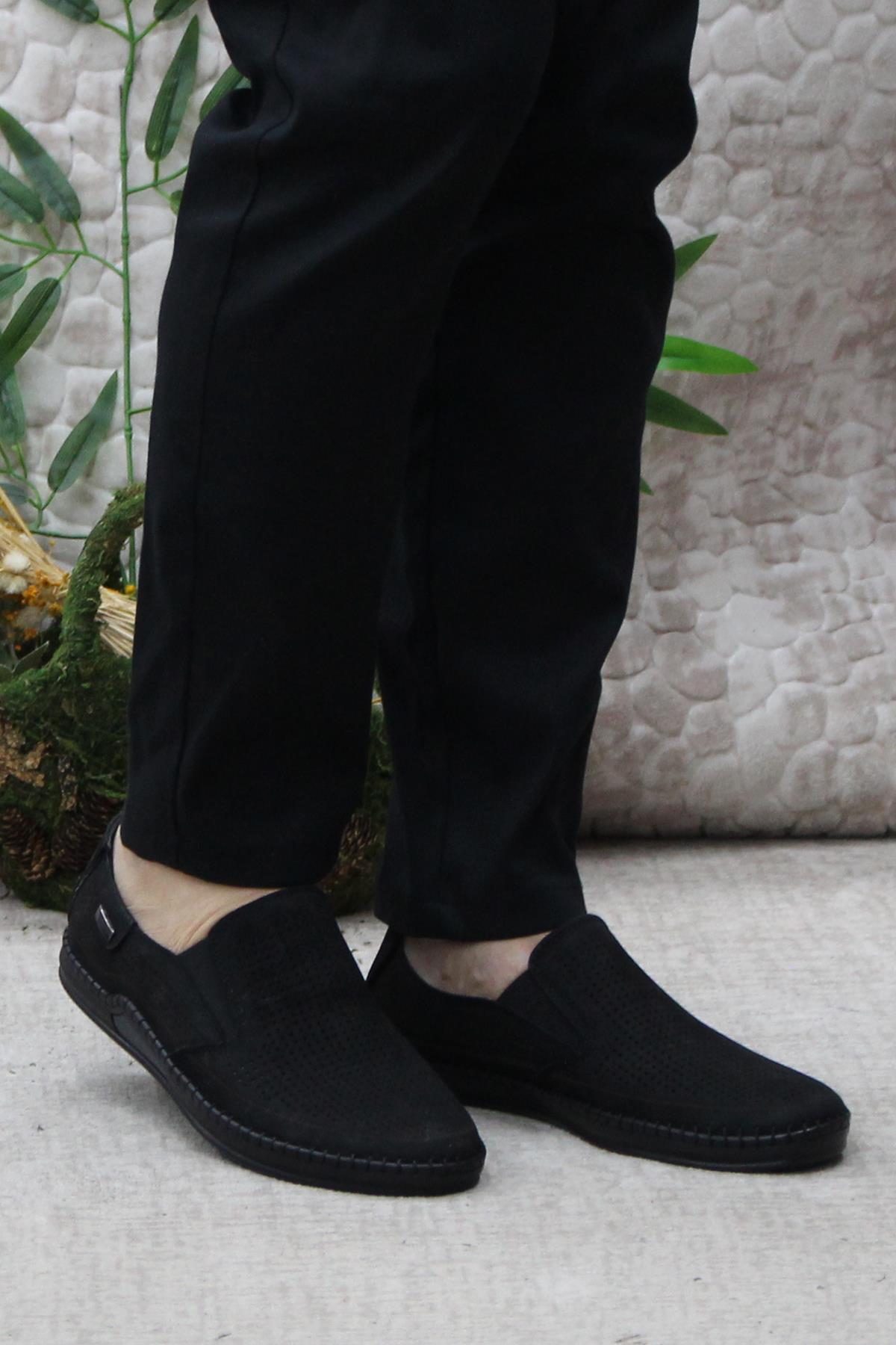 030 Siyah Nubuk Hakiki Deri Erkek Ayakkabı - Görsel 3