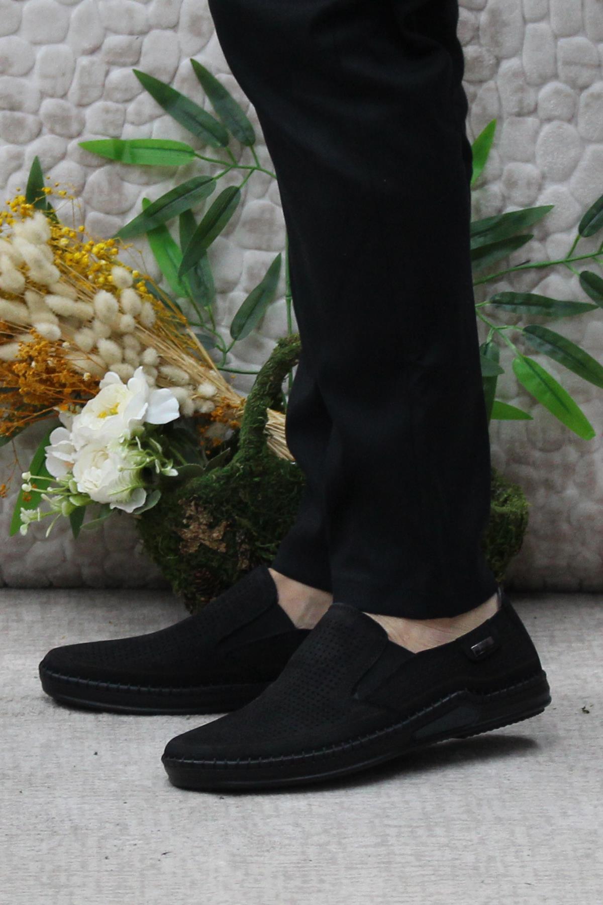 030 Siyah Nubuk Hakiki Deri Erkek Ayakkabı - Görsel 4