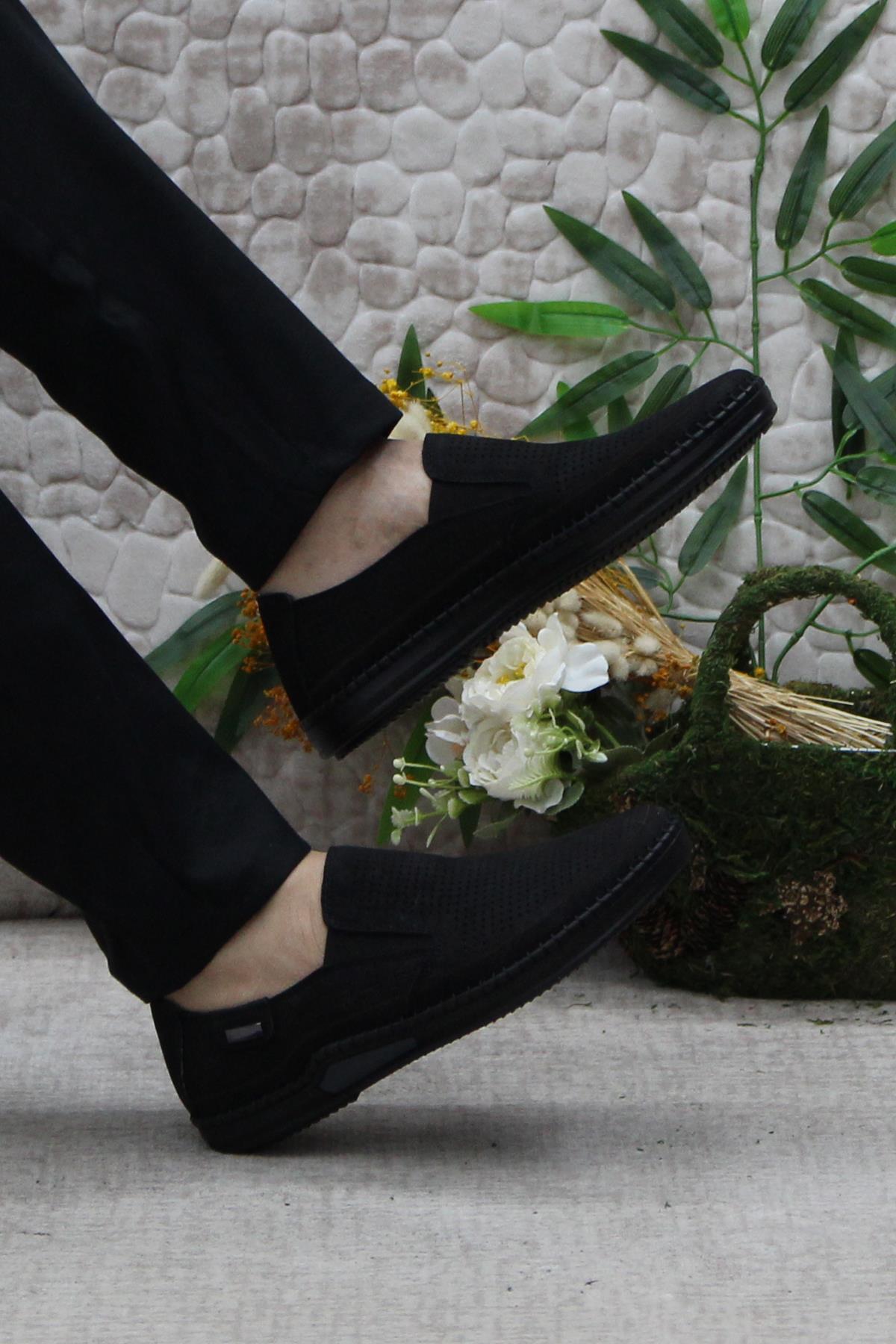 030 Siyah Nubuk Hakiki Deri Erkek Ayakkabı - Görsel 6