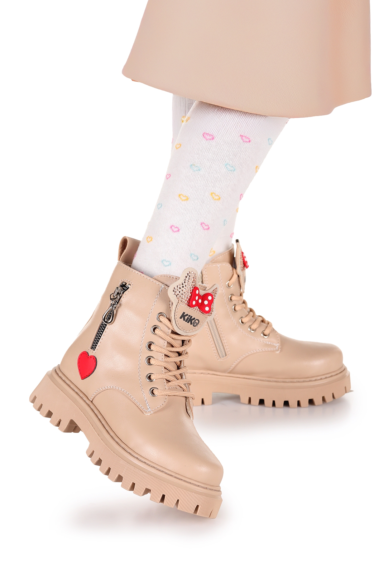 Bella Günlük Fermuarlı Kız Çocuk Bot Ayakkabı Ten - Görsel 2