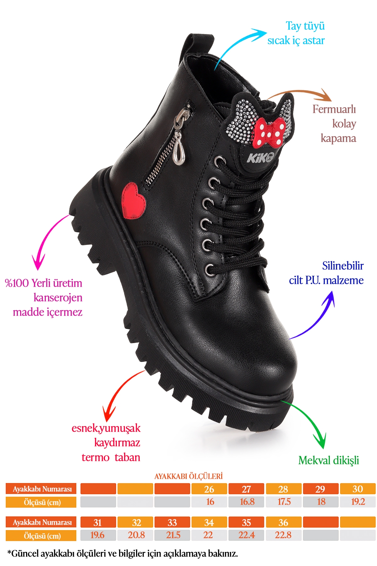 Bella Günlük Fermuarlı Kız Çocuk Bot Ayakkabı Siyah - Görsel 3