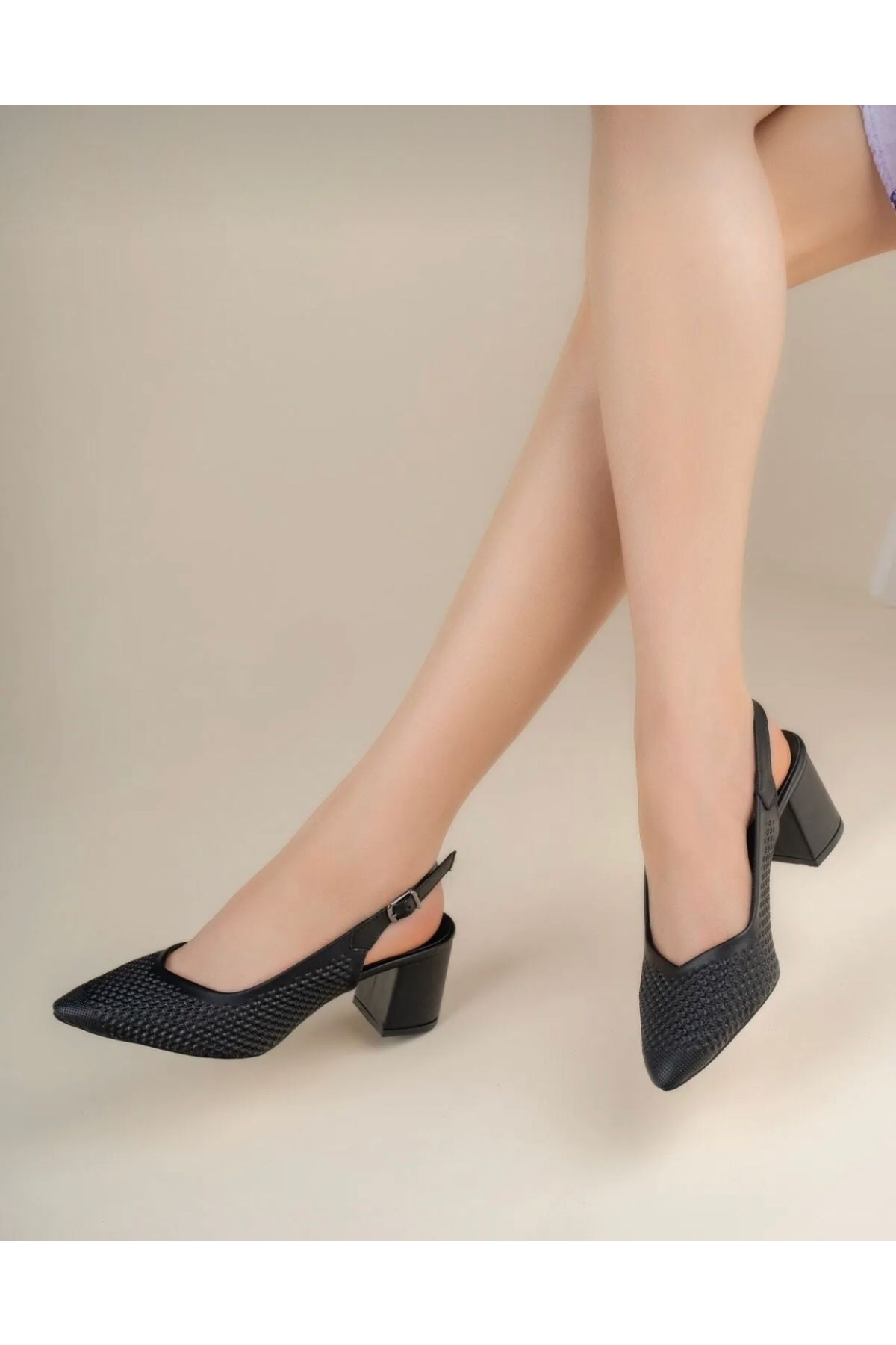 Lazer Detaylı Kadın Topuklu Ayakkabı - Görsel 3