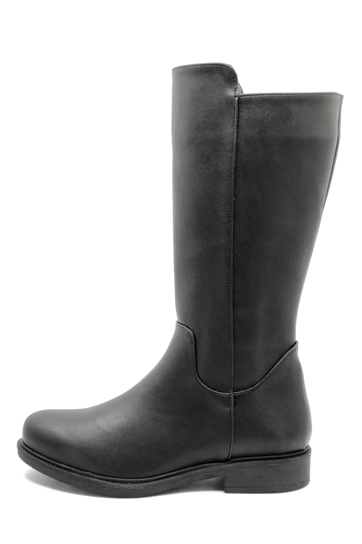 Ayakdaş Diz Altı Siyah-Cilt Düz Taban Kadın Çizme - Görsel 2