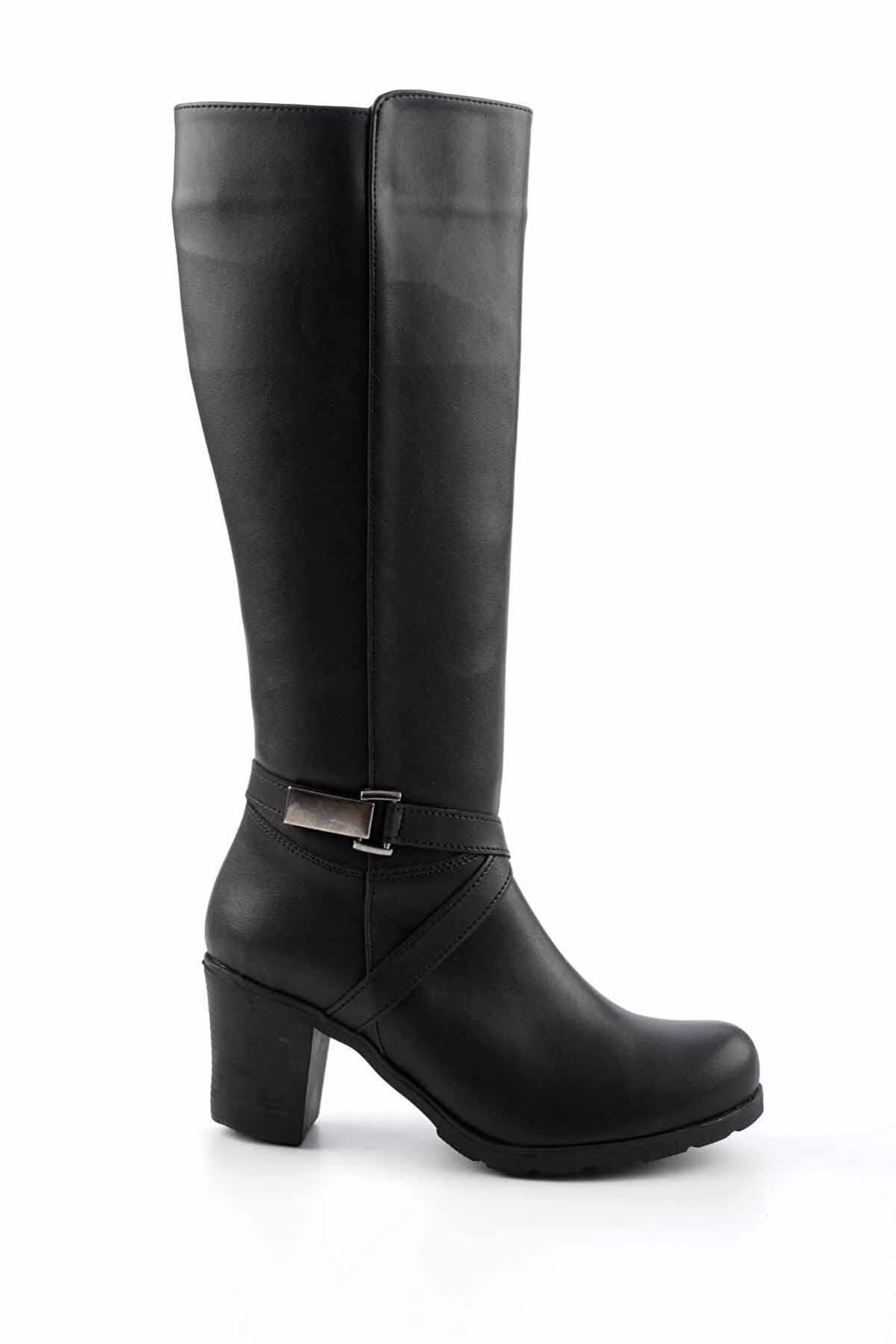 Ayakdaş Diz Altı Tokalı Topuklu Kadın Çizme - Görsel 7