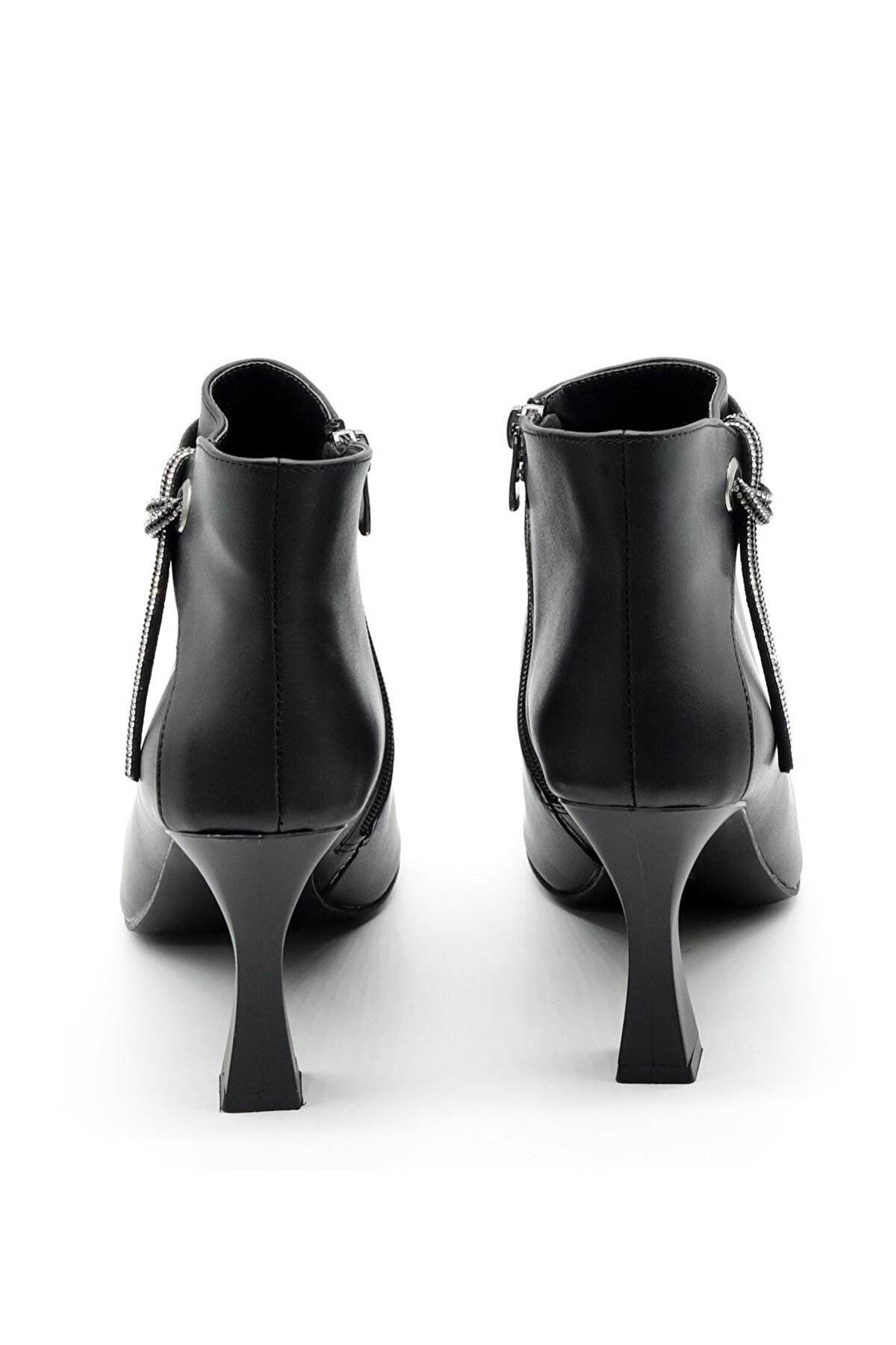 Feles Feles Siyah Püskül Taş Detaylı Bootie Klasik Kadın Bot | Flo Siyah - 4. görsel