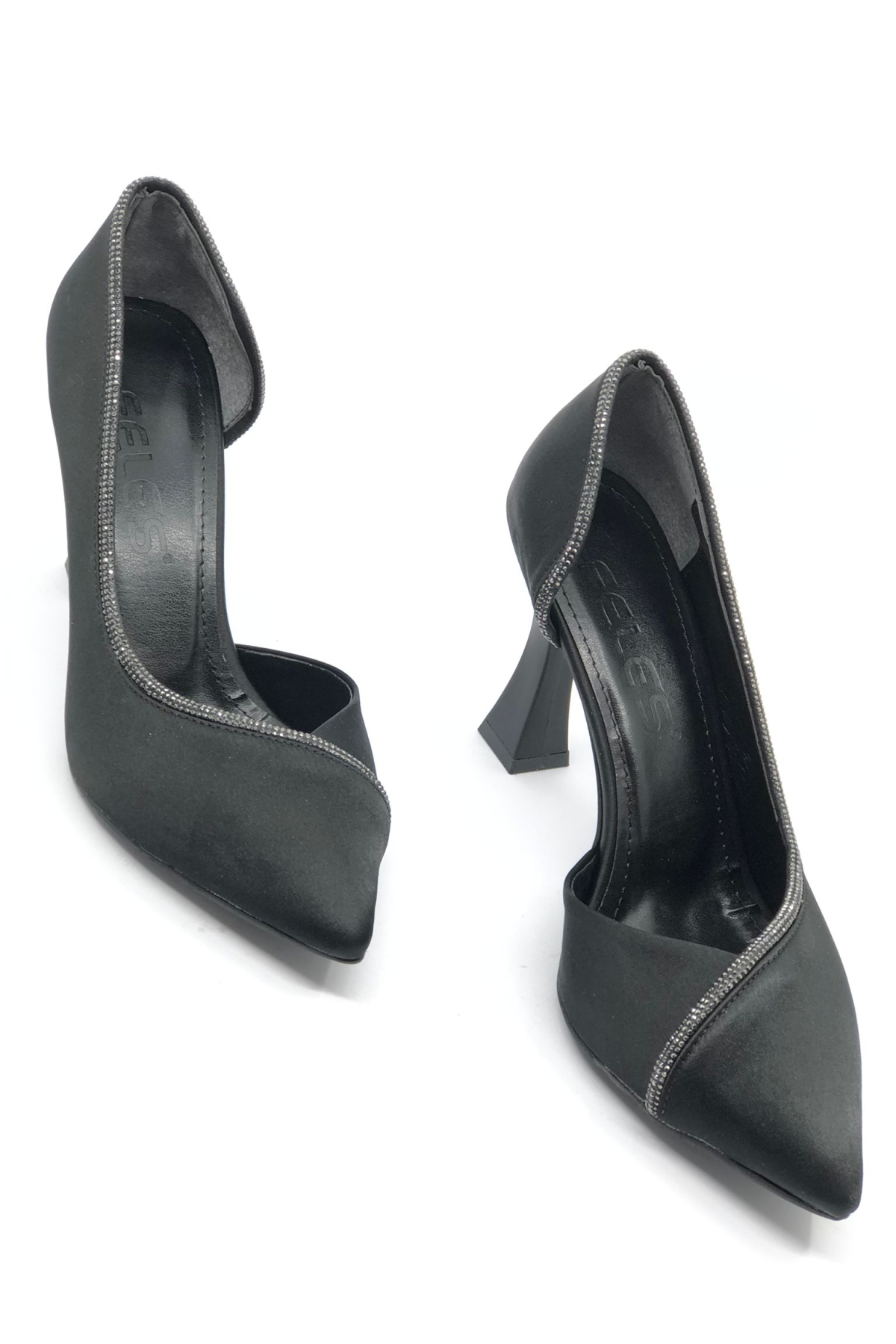 Kadeh Topuk Saten Taşlı Stiletto Kadın Topuklu Ayakkabı - Görsel 3