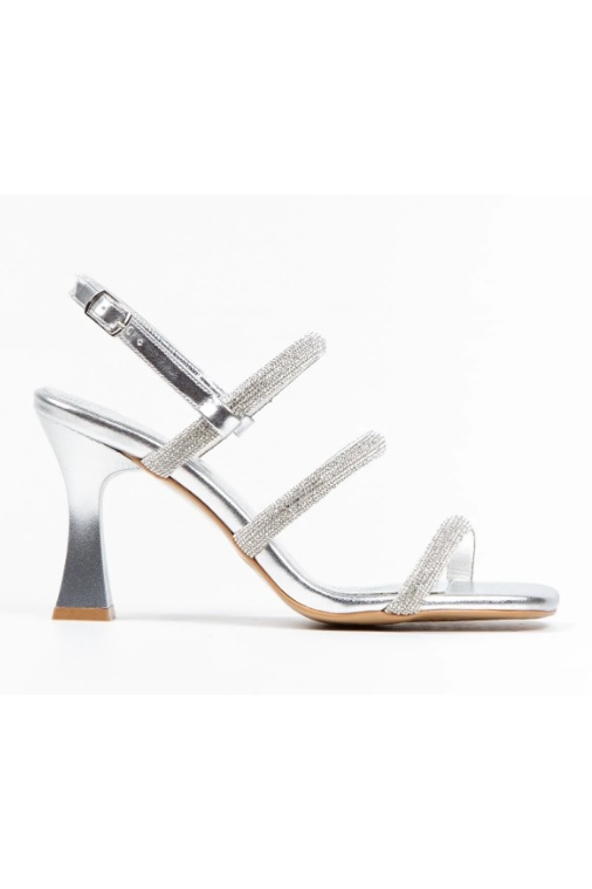 Üç Şerit Taş Biyeli Topuklu Kadın Abiye Ayakkabı - Görsel 9