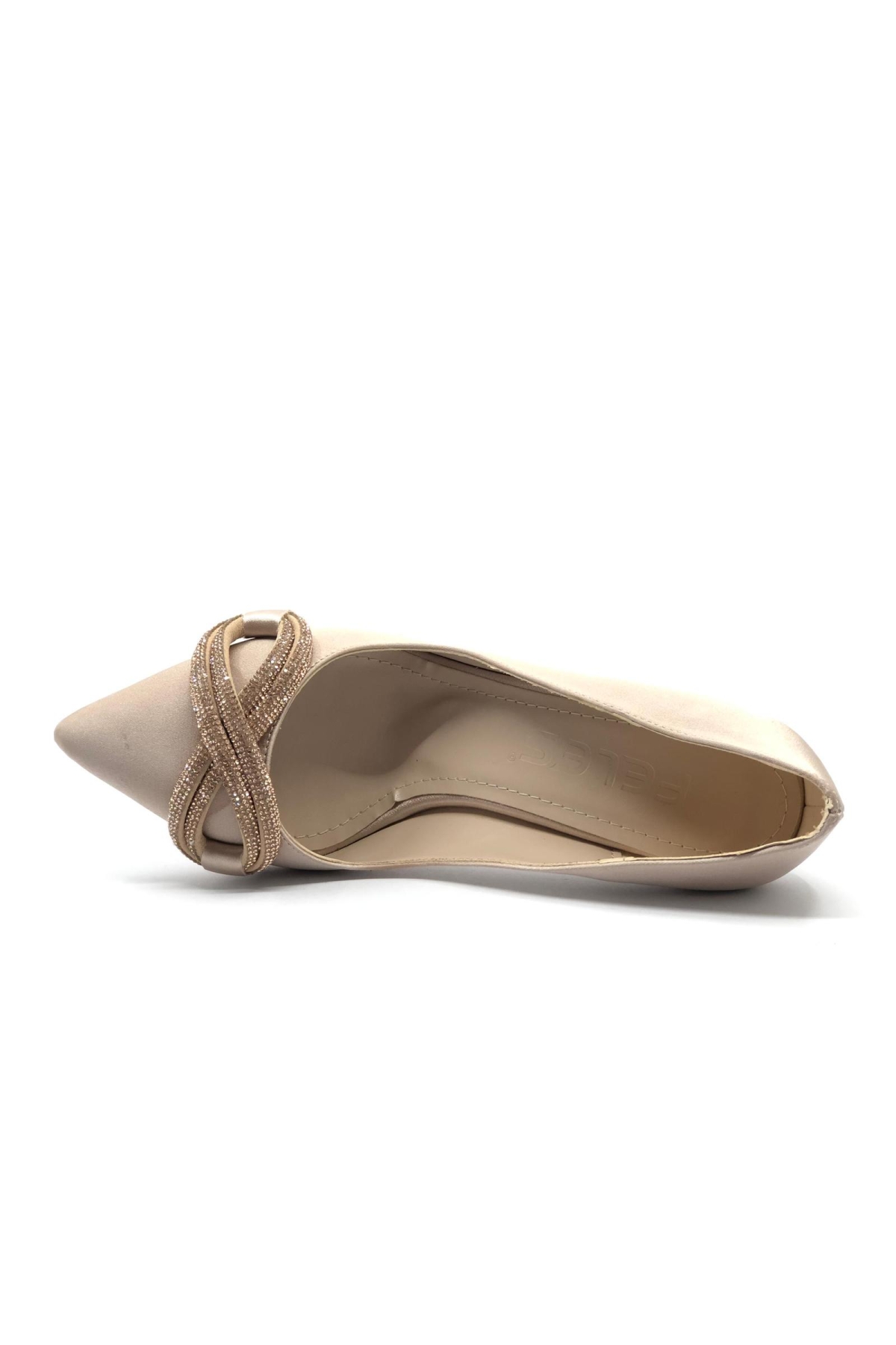 Kadeh Topuk Taşlı Saten Stiletto Kadın Topuklu Ayakkabı - Görsel 7