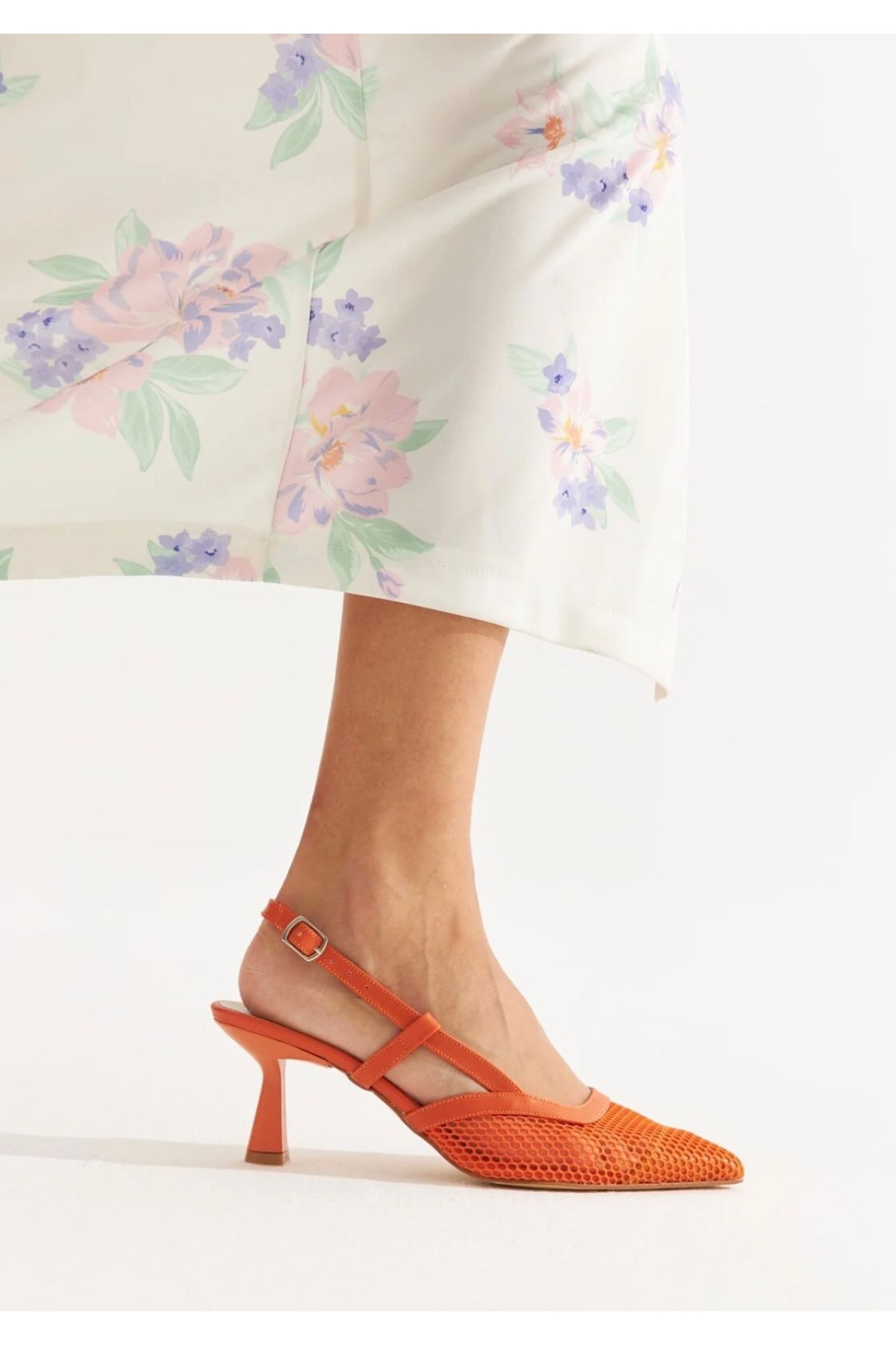 Kısa Topuklu Fileli Kadın Ayakkabı - Görsel 4