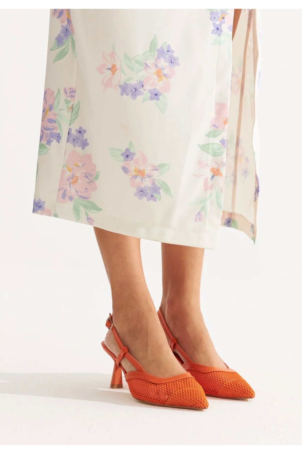 Kısa Topuklu Fileli Kadın Ayakkabı - Görsel 6