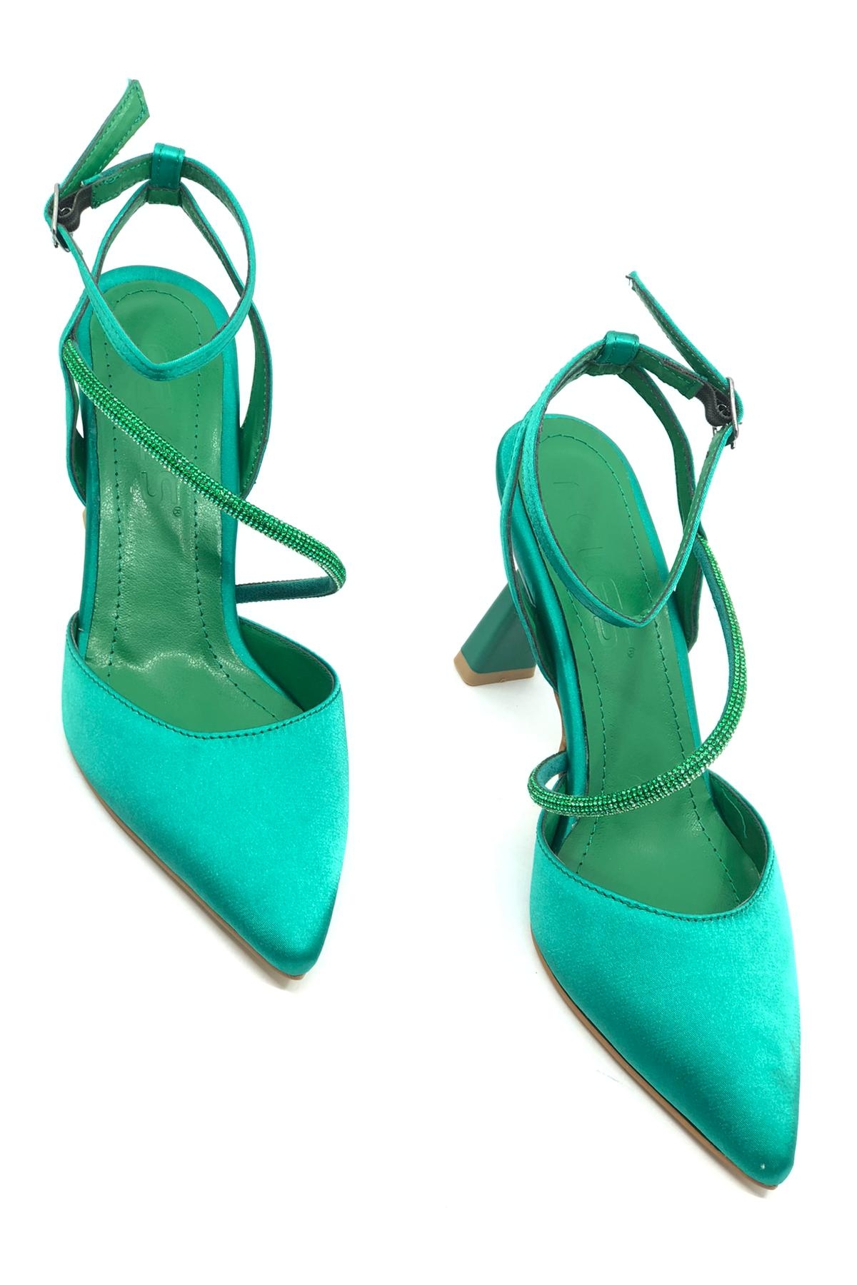 Arkası Açık Şerit Taşlı Stiletto Kadın Topuklu Ayakkabı - Görsel 5