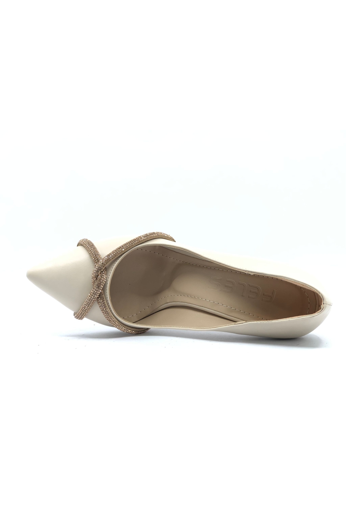 18-122 Çapraz Şerit Taşlı Abiye Kadın Topuklu Ayakkabı Stiletto - Görsel 6