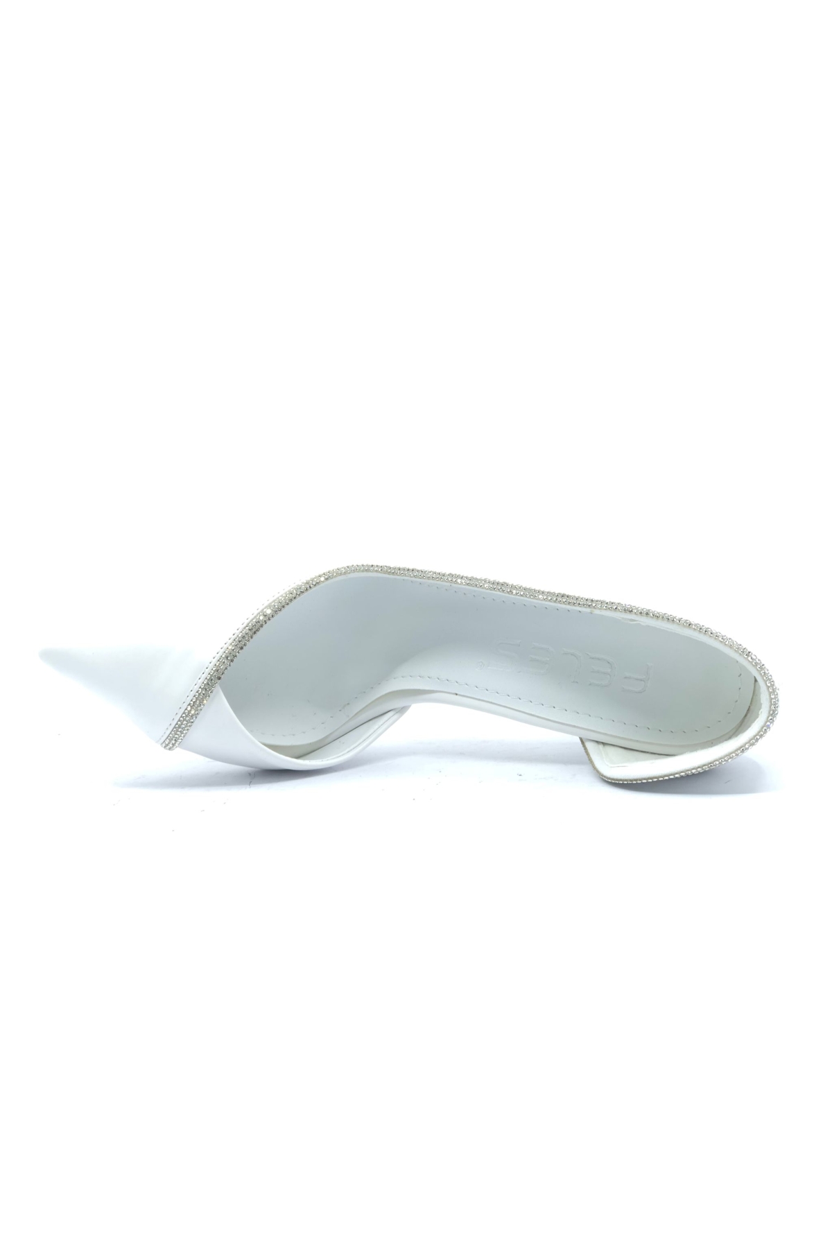 Feles Bej Feles Kadeh Topuk Saten Taşlı Stiletto Kadın Topuklu Ayakkabı