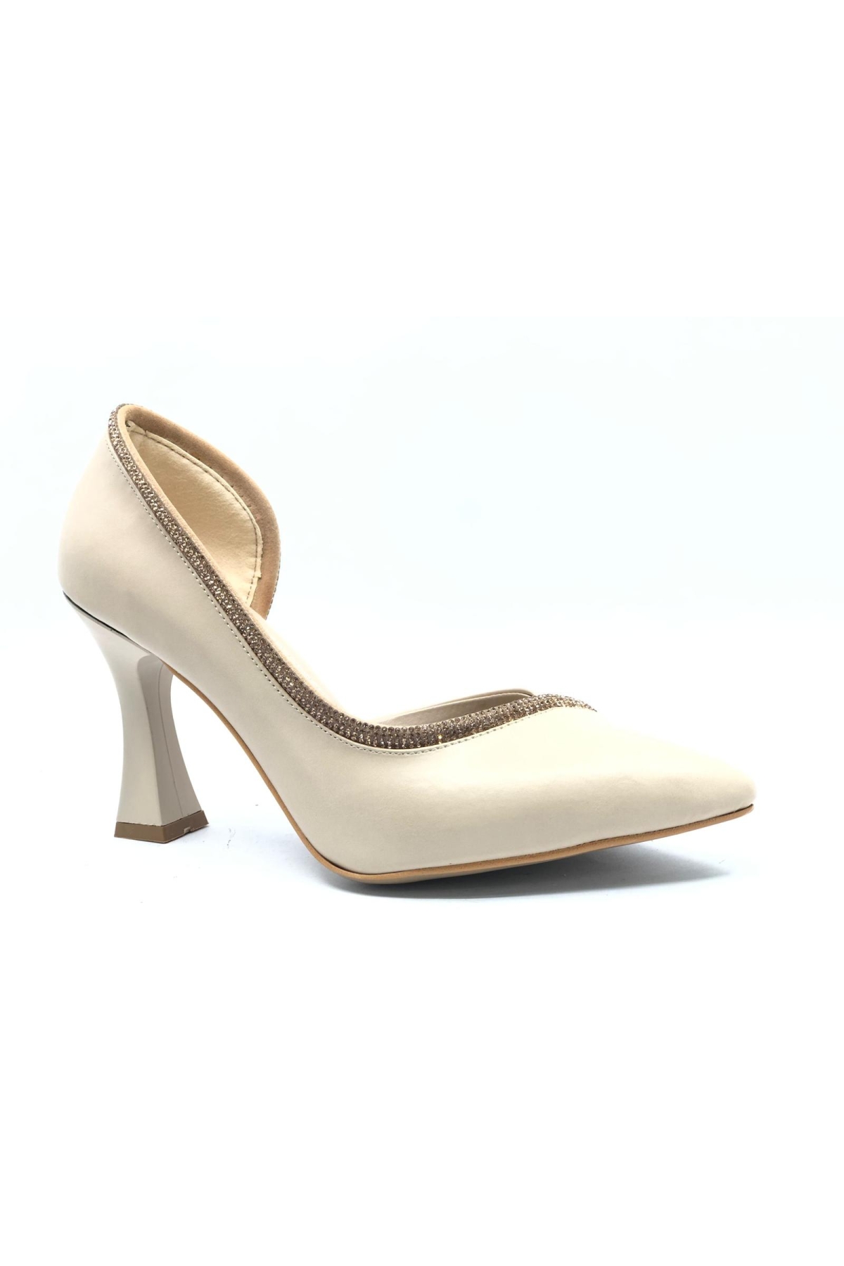 Kadeh Topuk Saten Taşlı Stiletto Kadın Topuklu Ayakkabı - Görsel 4