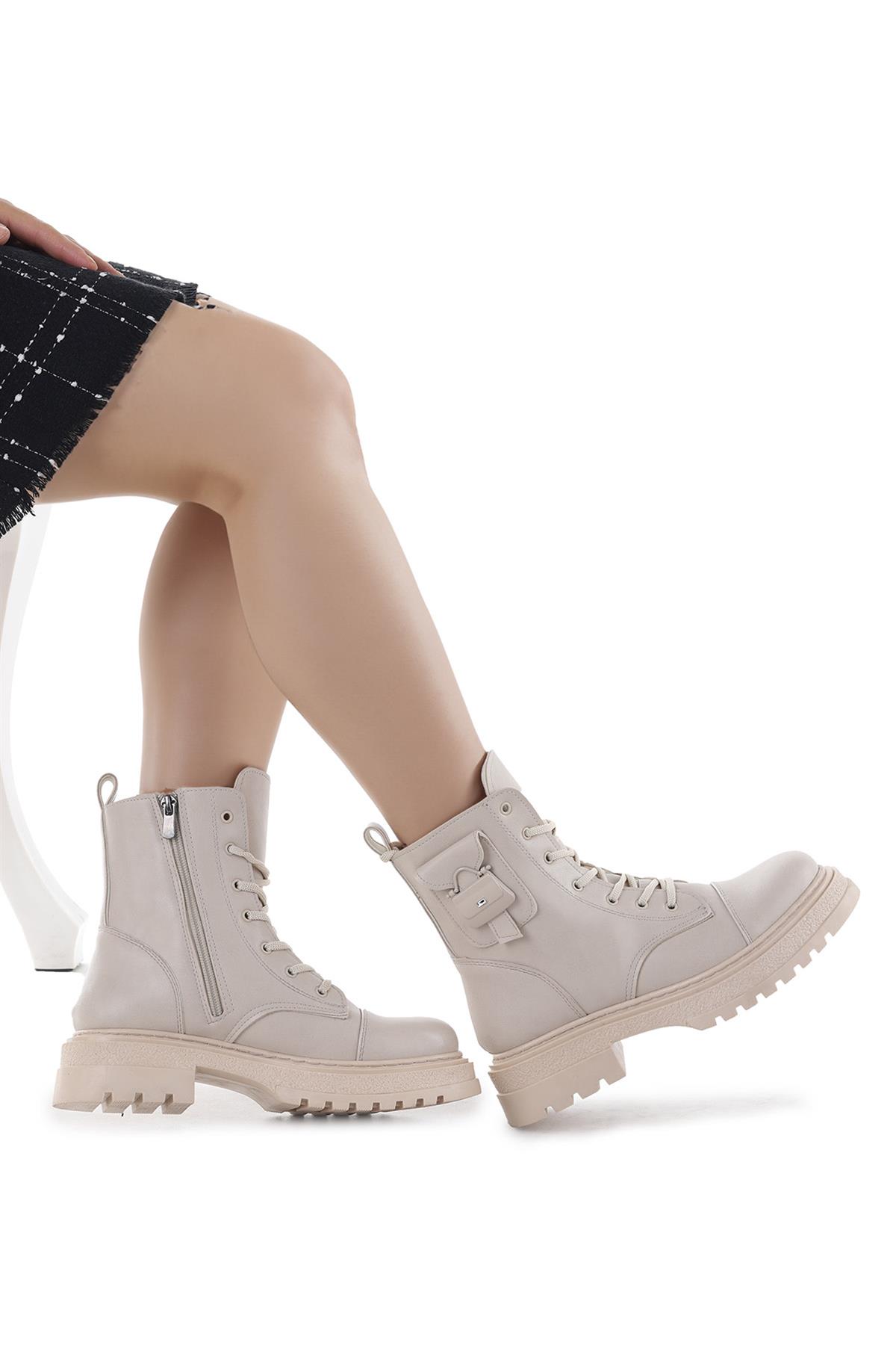 Çanta Toka Detaylı Kauçuk Tabanlı Postal Kadın Bot - Görsel 8