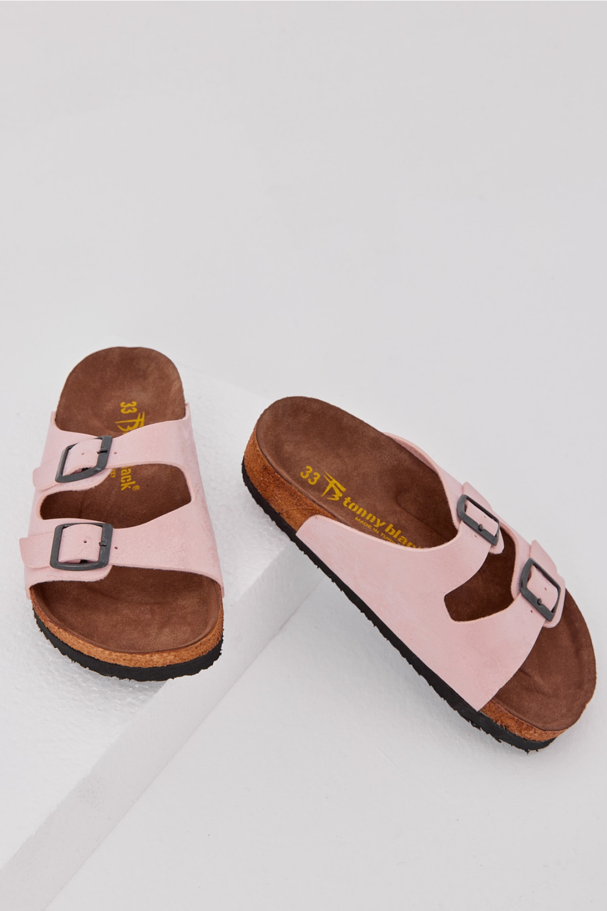 Çocuk Unisex Pudra Rahat Kalıp Poli Taban Çift Tokalı Nubuk Sandalet - Görsel 3