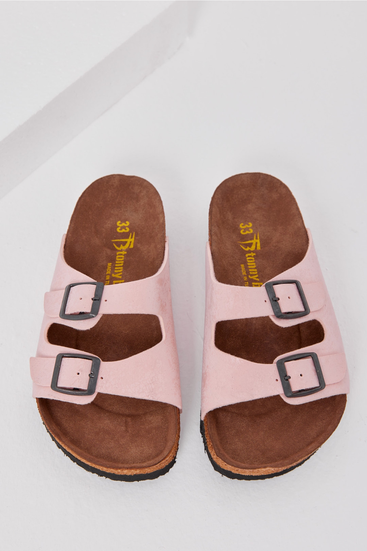 Çocuk Unisex Pudra Rahat Kalıp Poli Taban Çift Tokalı Nubuk Sandalet - Görsel 4