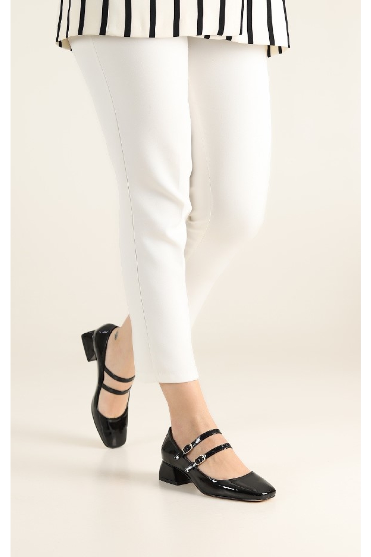 Mary Jane Küt Burunlu Kadın Topuklu Ayakkabı - Görsel 3