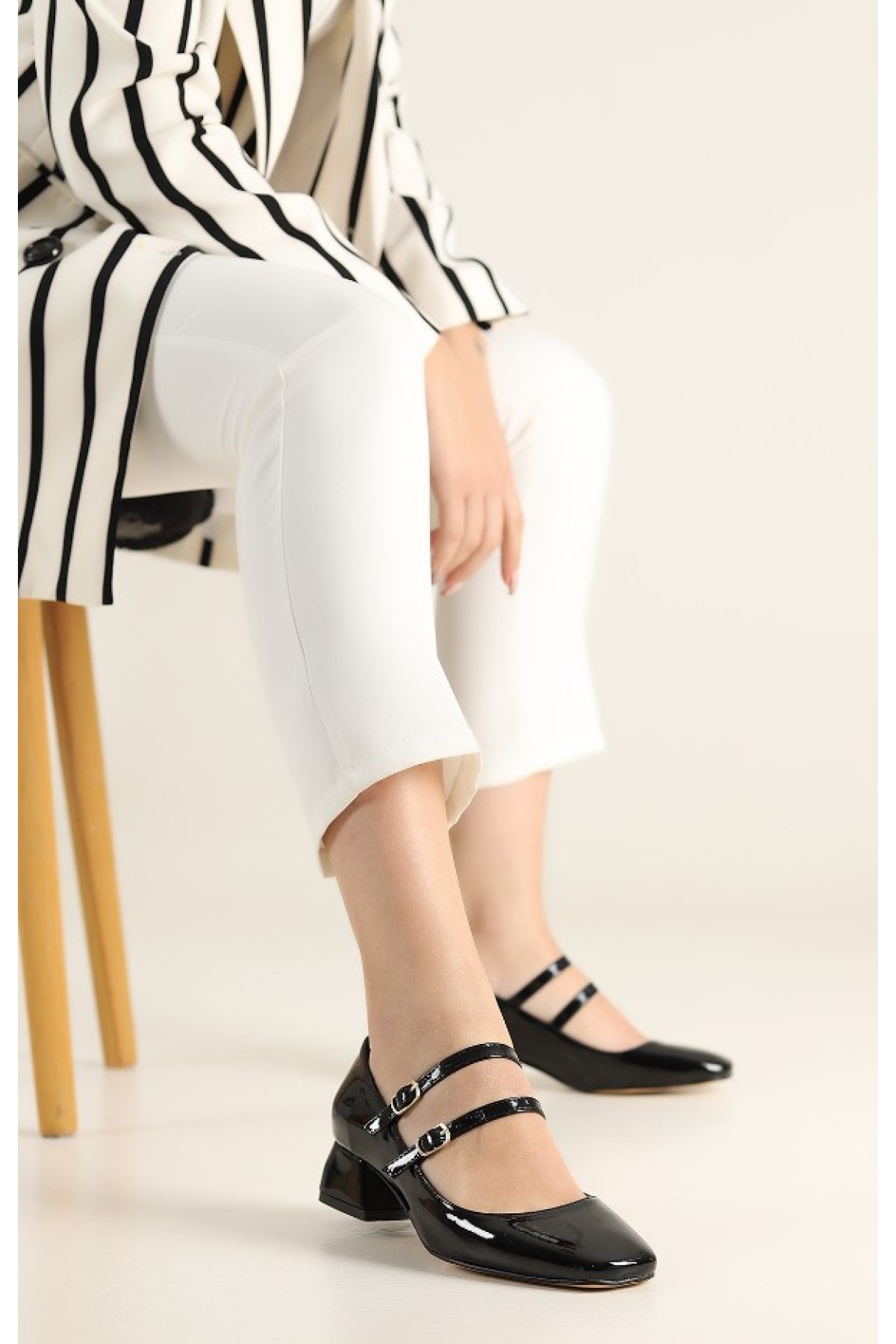 Mary Jane Küt Burunlu Kadın Topuklu Ayakkabı - Görsel 5