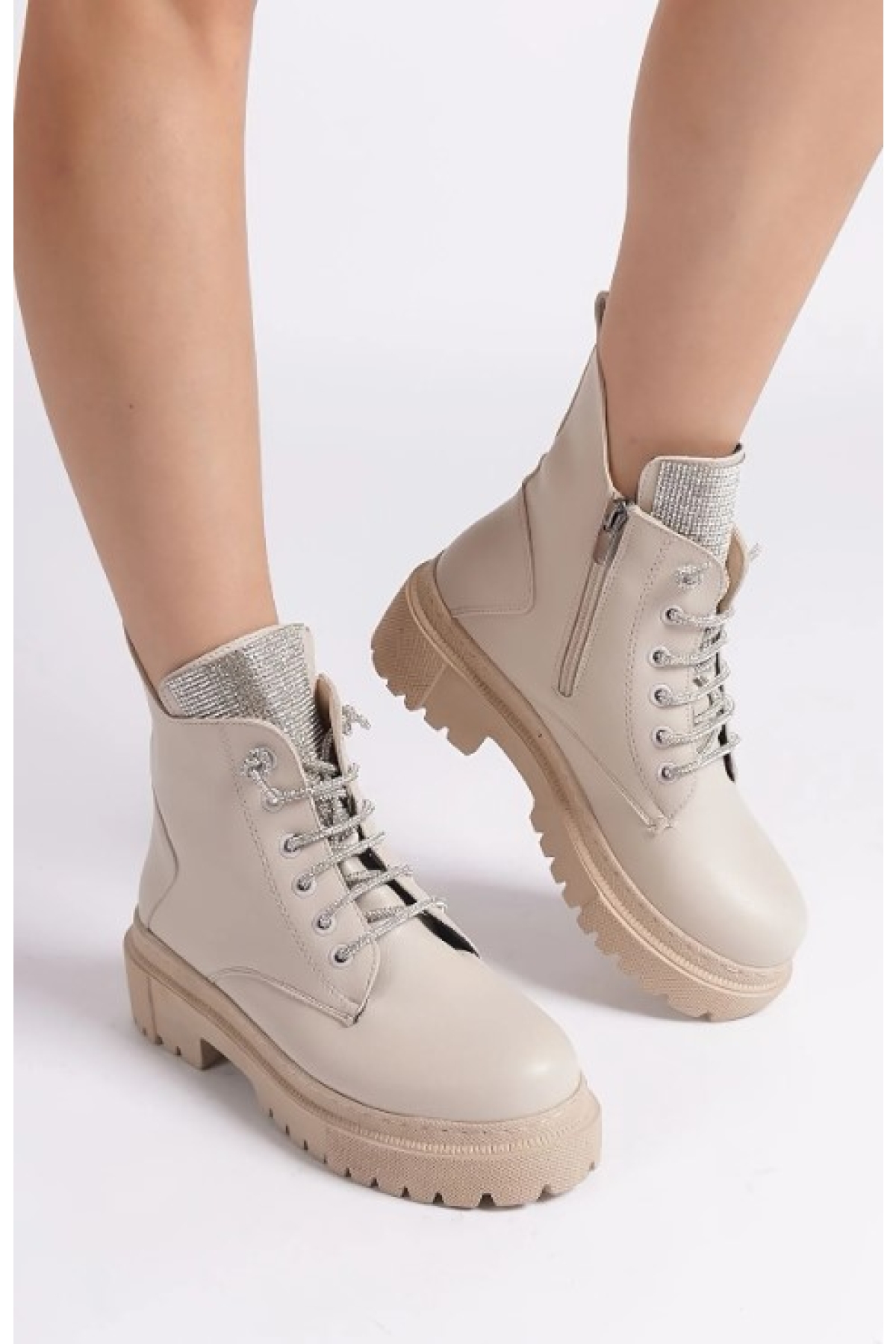 Taş Bağcık Detaylı Postal Kadın Bot - Görsel 4