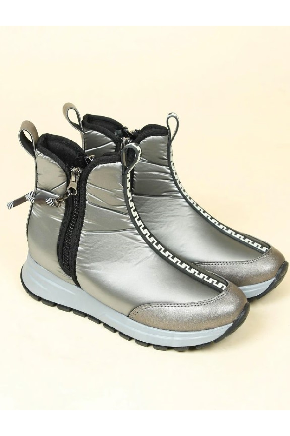 Dalgıç Kumaş Özel Tasarım Fermuarlı Kadın Bot Kar Botu - Görsel 5