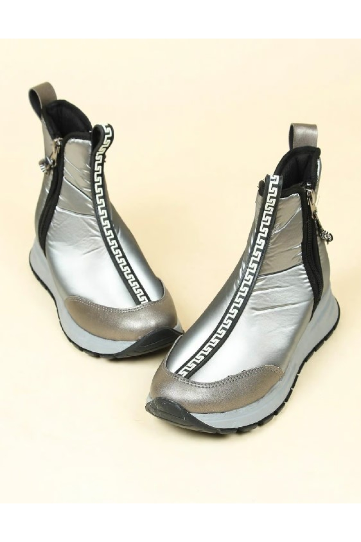 Dalgıç Kumaş Özel Tasarım Fermuarlı Kadın Bot Kar Botu - Görsel 7