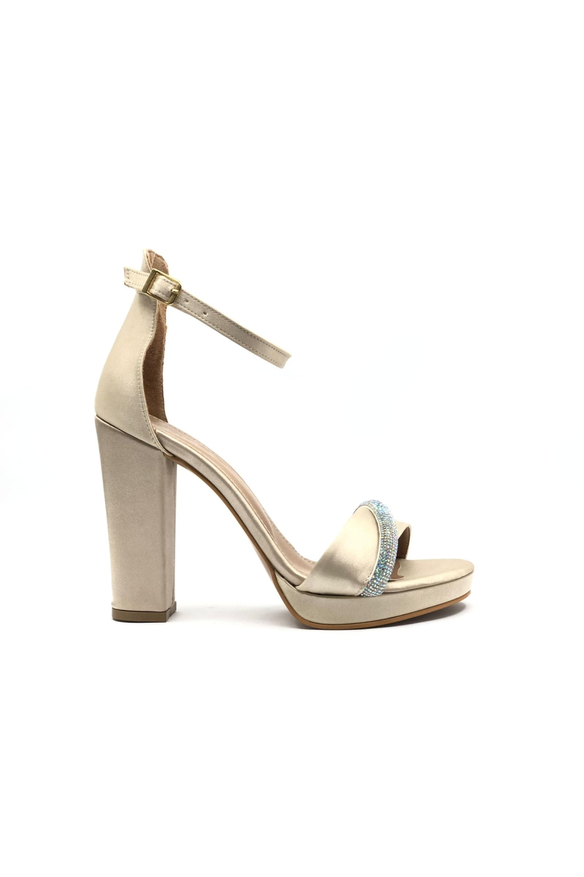 Şerit Taş Detaylı Tek Bant Platform 11 cm Topuklu Kadın Ayakkabı - Görsel 4