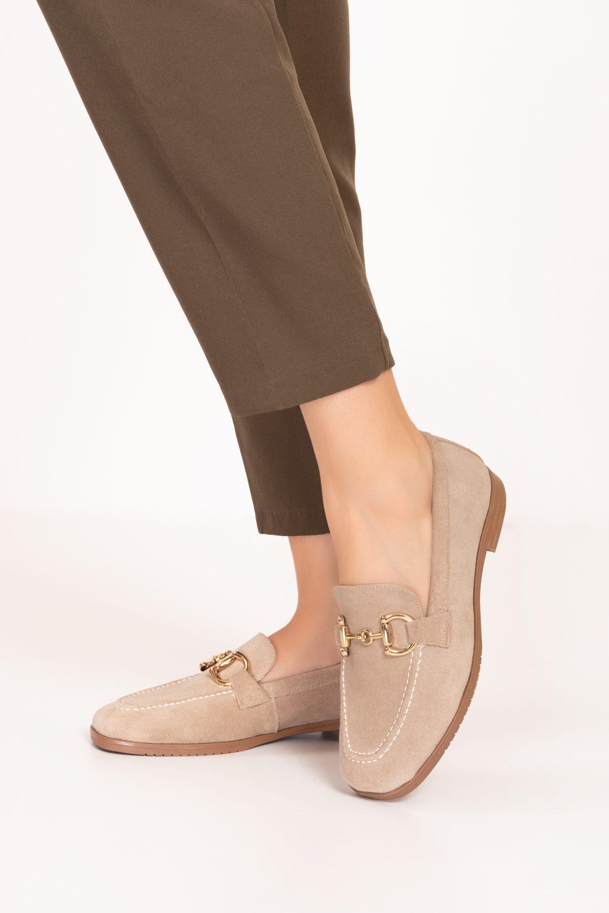 Gondol Hakiki Deri Kadın Köşeli Burun Loafer esl.b07 - Görsel 5