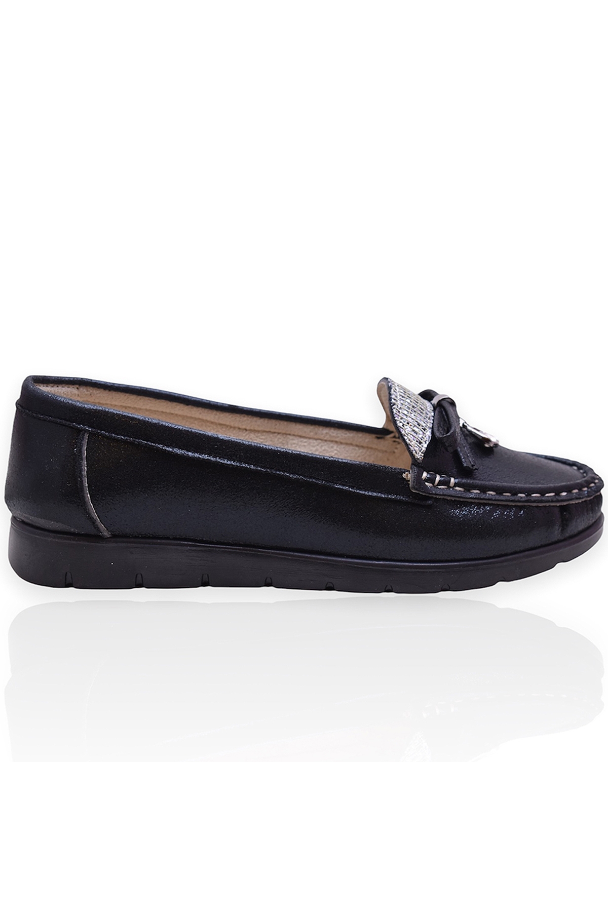 97 Rahat Taban Taşlı Tokalı Kadın Günlük Babet Ayakkabı - Görsel 2