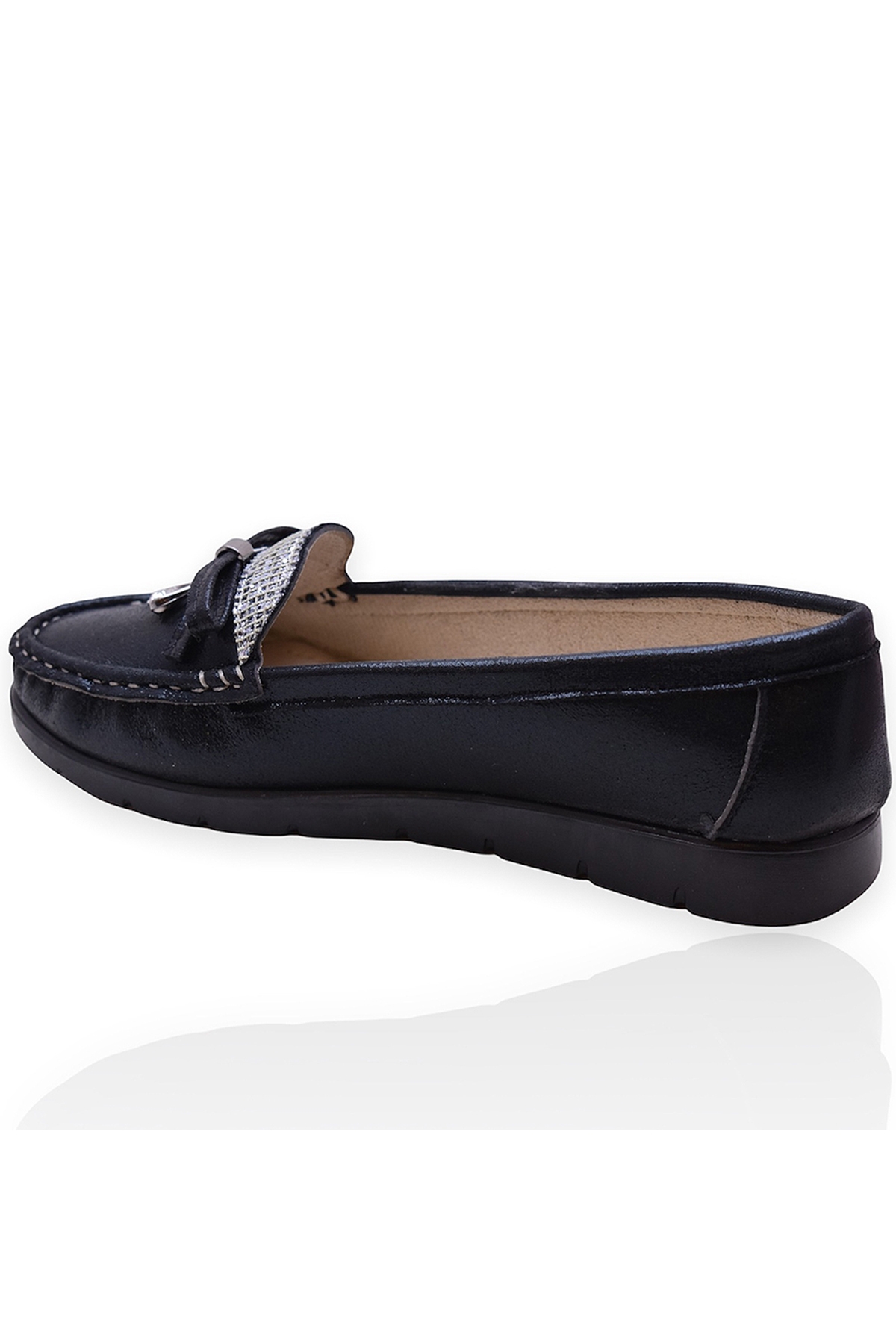 97 Rahat Taban Taşlı Tokalı Kadın Günlük Babet Ayakkabı - Görsel 4