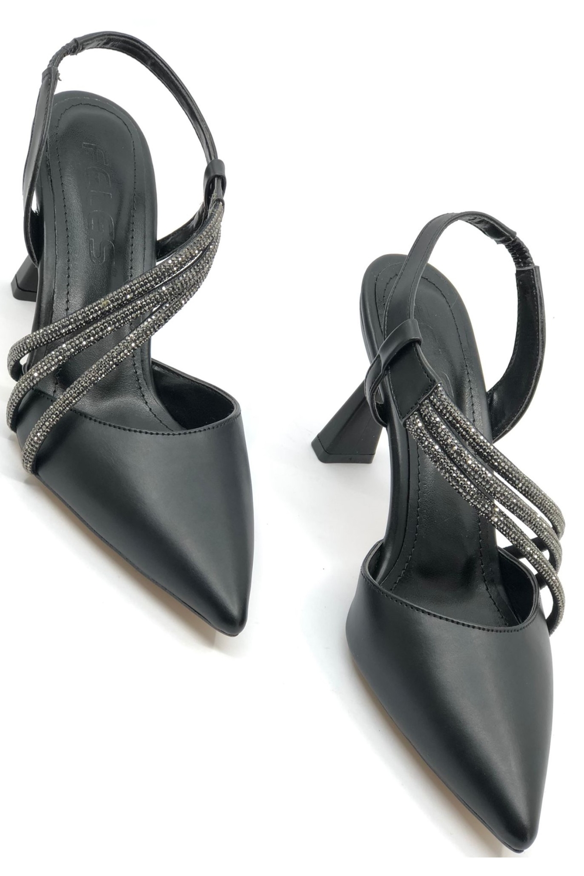 Üç Şerit Taş Detaylı Kadın Topuklu Ayakkabı Stiletto - Görsel 7