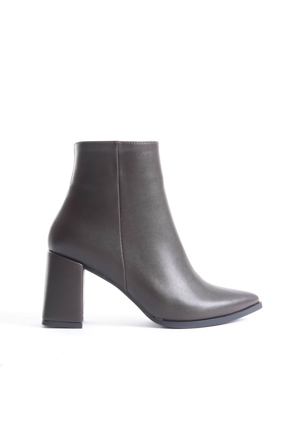 Kairobi Acı Kahve Rengi Kalın Topuk Sivri Burun Kadın Bot - Görsel 5