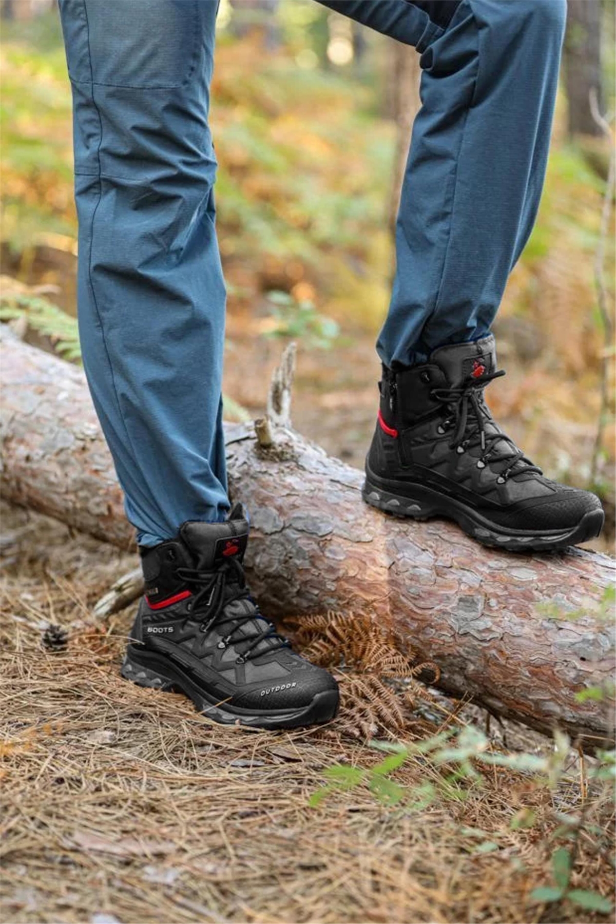 1821 Erkek Outdoor Bot Siyah - Kırmızı - Görsel 2