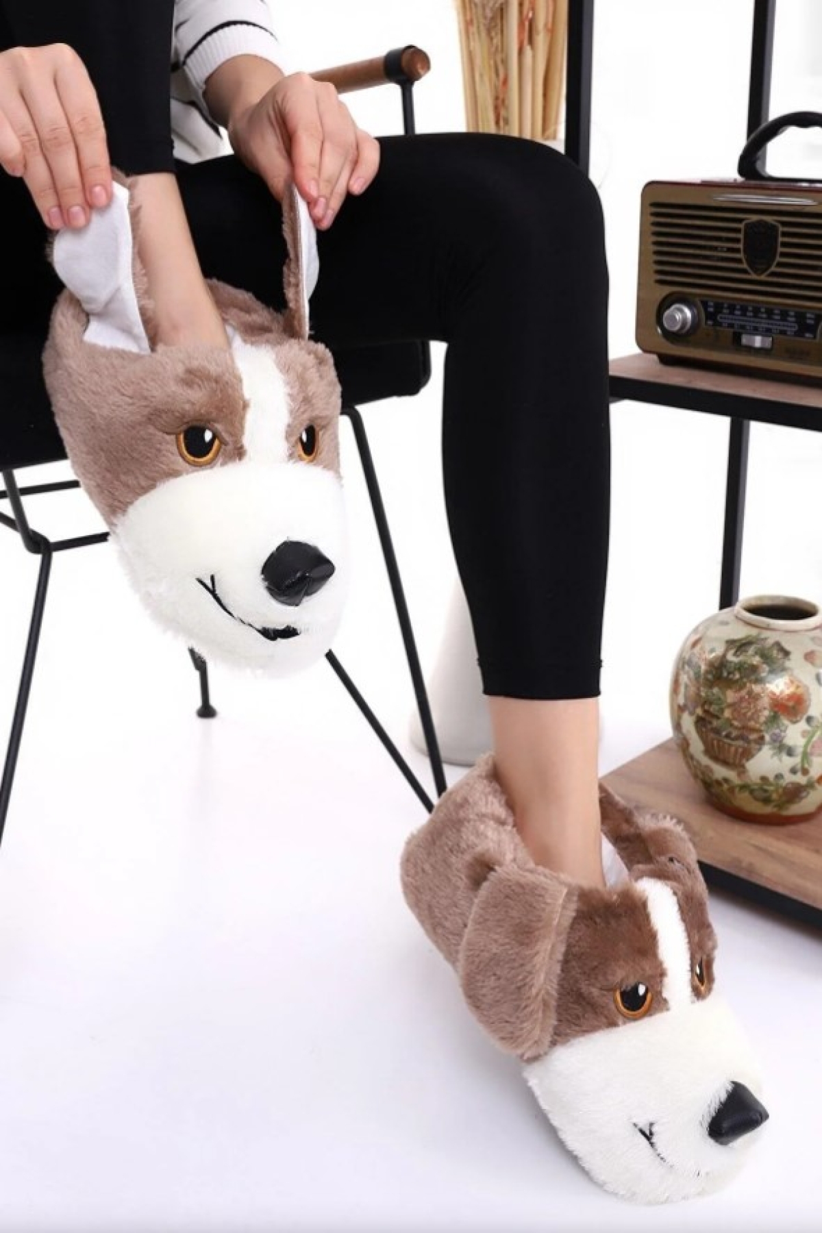 Sevimli Köpek Figürlü Unisex Hayvanlı Panduf - Görsel 3