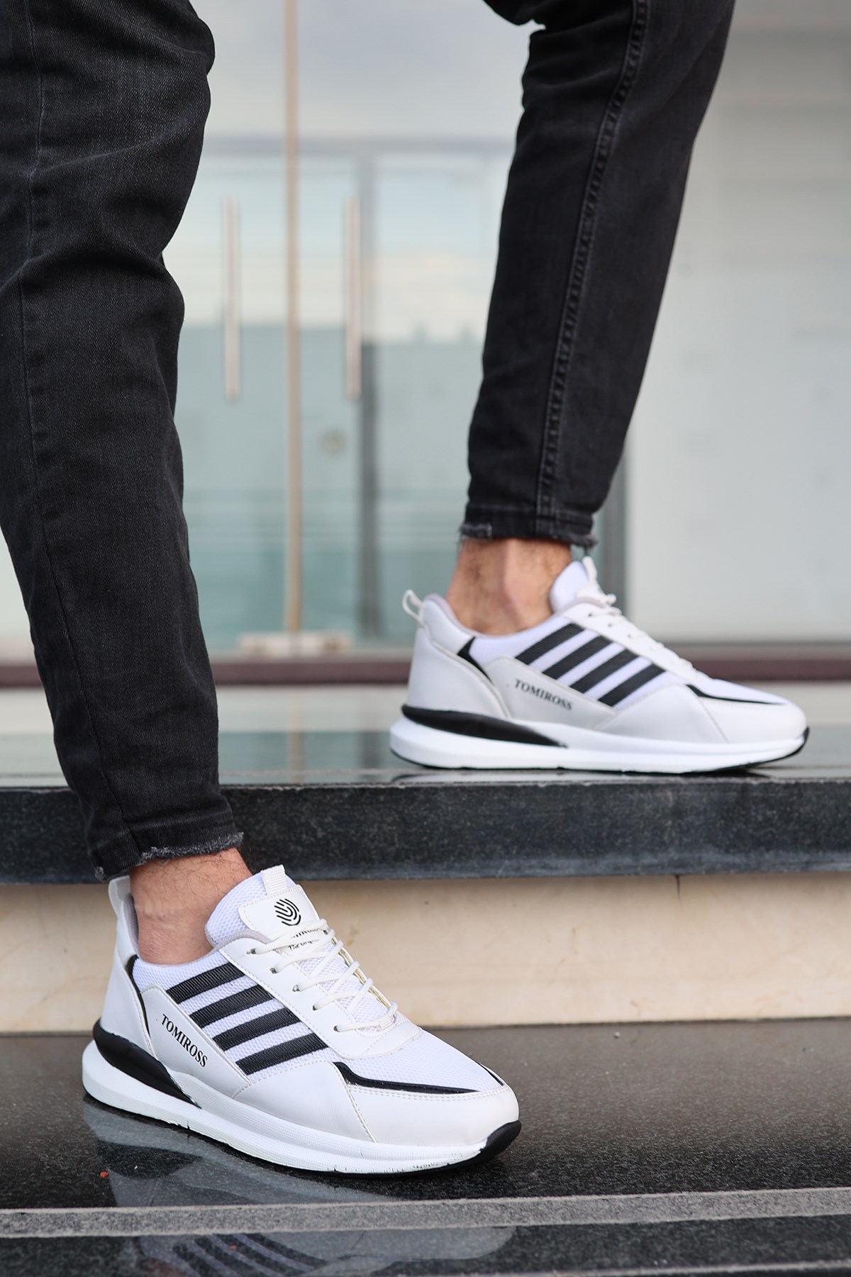 Erkek Beyaz Beyaz Ortopedik Günlük Garantili Yürüyüş Koşu Sneaker Spor Ayakkabı TRXS-1769 - Görsel 3