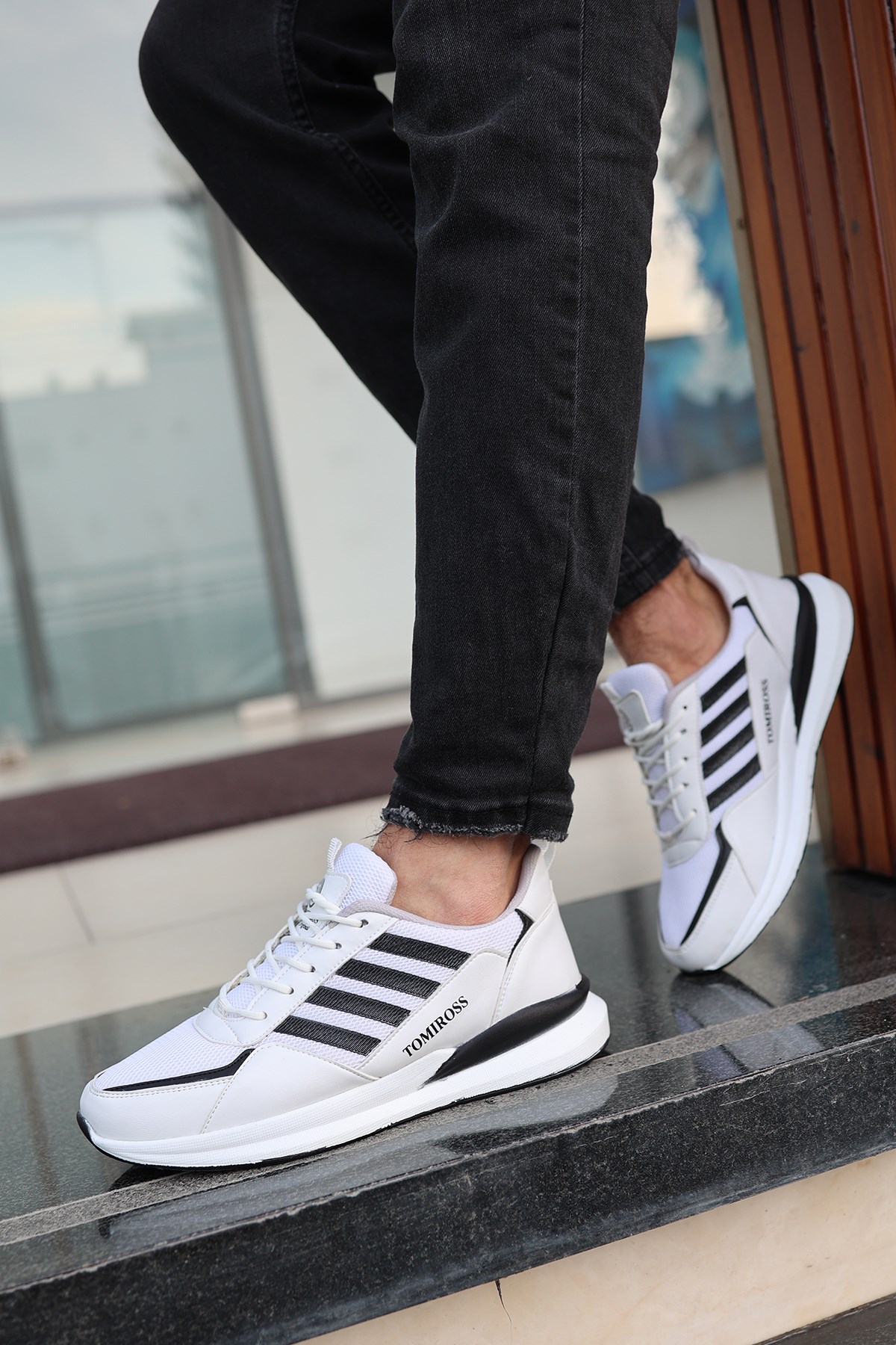 Erkek Beyaz Beyaz Ortopedik Günlük Garantili Yürüyüş Koşu Sneaker Spor Ayakkabı TRXS-1769 - Görsel 4