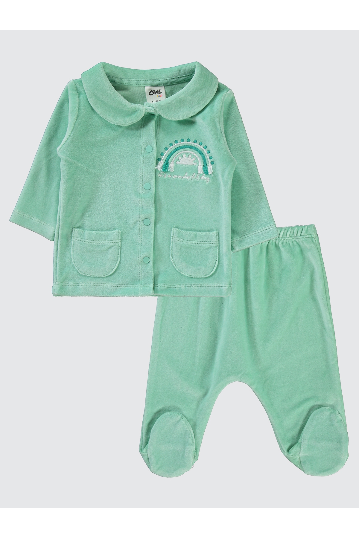 Kız Bebek Pijama Takımı 1-6 Ay Mint Yeşili