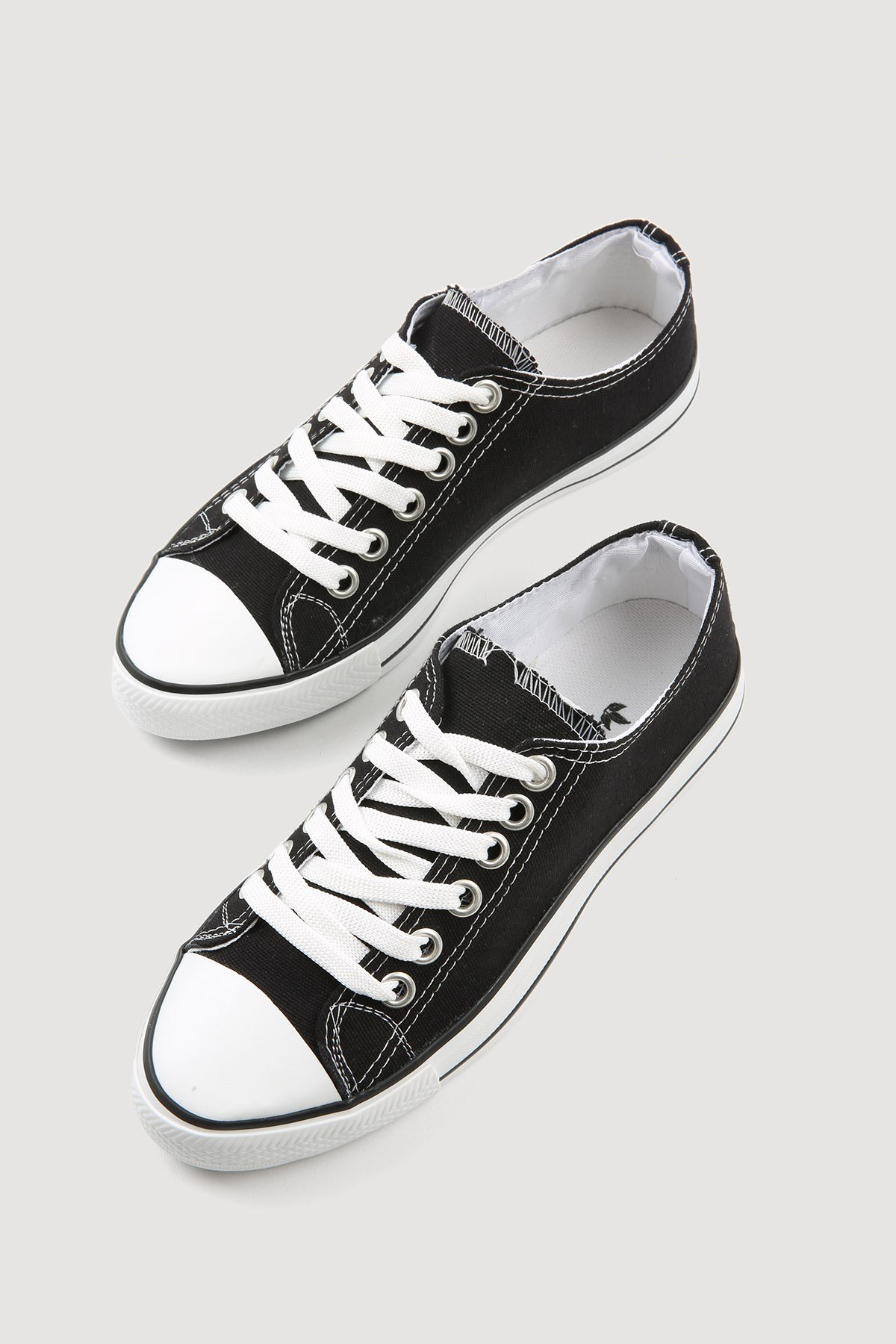 Kadın Keten Spor Ayakkabı SİYAH BEYAZ - Görsel 3