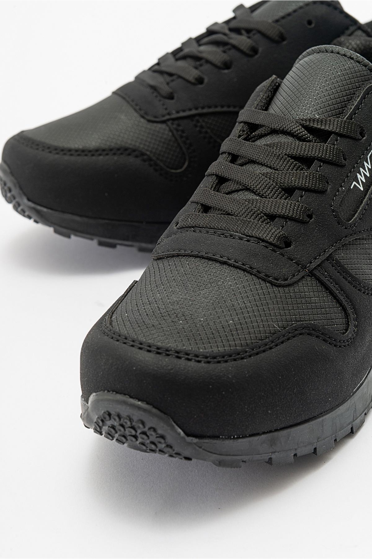Kadın Bağcıklı Cilt Spor Ayakkabı SİYAH SİYAH - Görsel 4