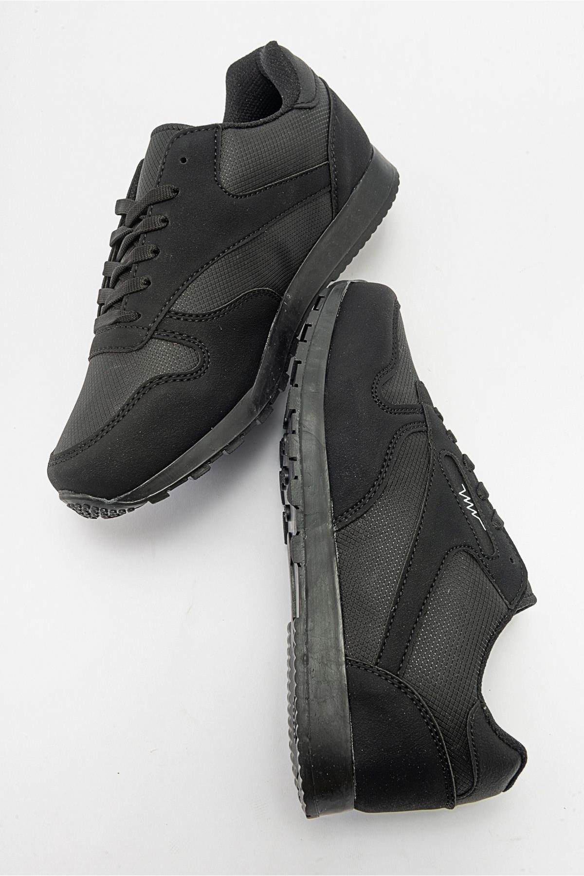 Kadın Bağcıklı Cilt Spor Ayakkabı SİYAH SİYAH - Görsel 7