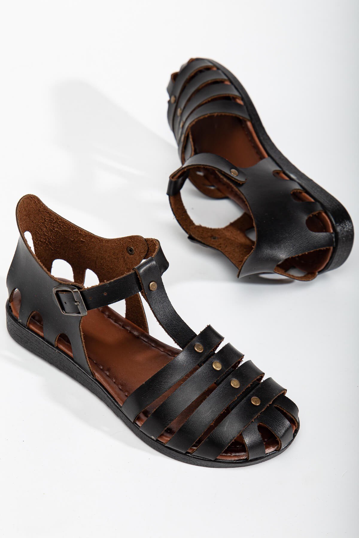 4 Biyeli Kadın Sandalet SİYAH CİLT - Görsel 4