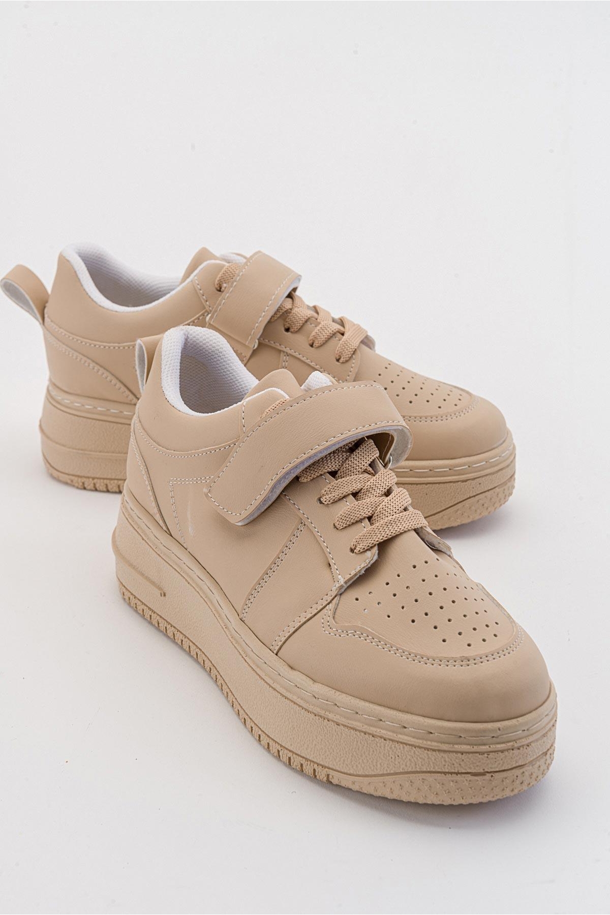 Cırtlı Bağcıklı Kadın Spor Ayakkabı NUDE - Görsel 2