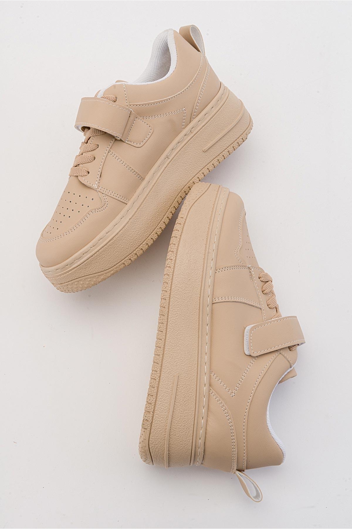 Cırtlı Bağcıklı Kadın Spor Ayakkabı NUDE - Görsel 7