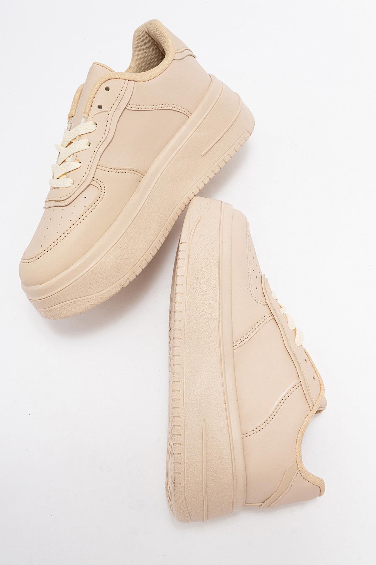 Kadın Air Beyaz Spor Ayakkabı BEJ BEJ - Görsel 7