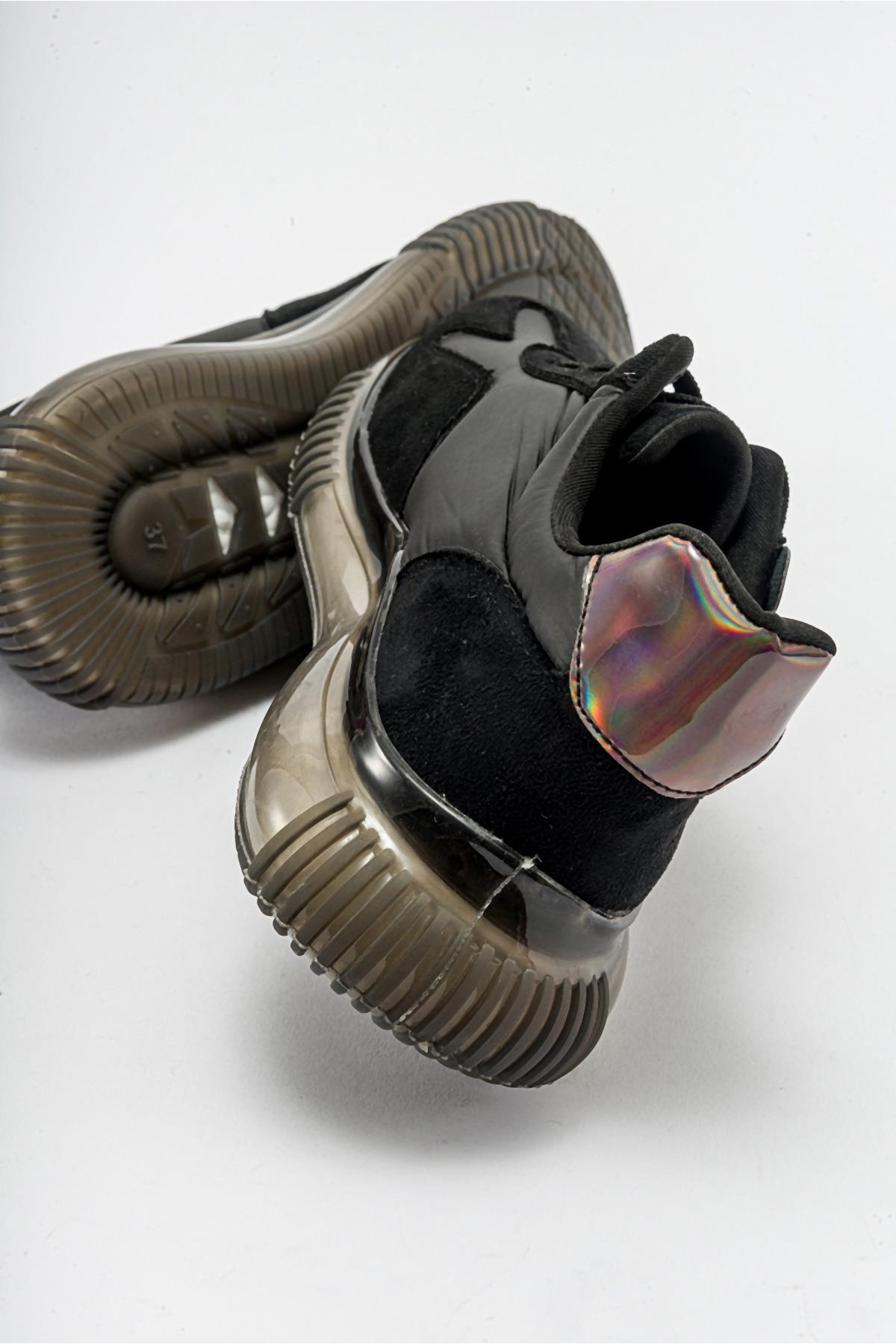 Şeffaf Taban Kadın Spor Ayakkabı SİYAH SÜET - Görsel 5