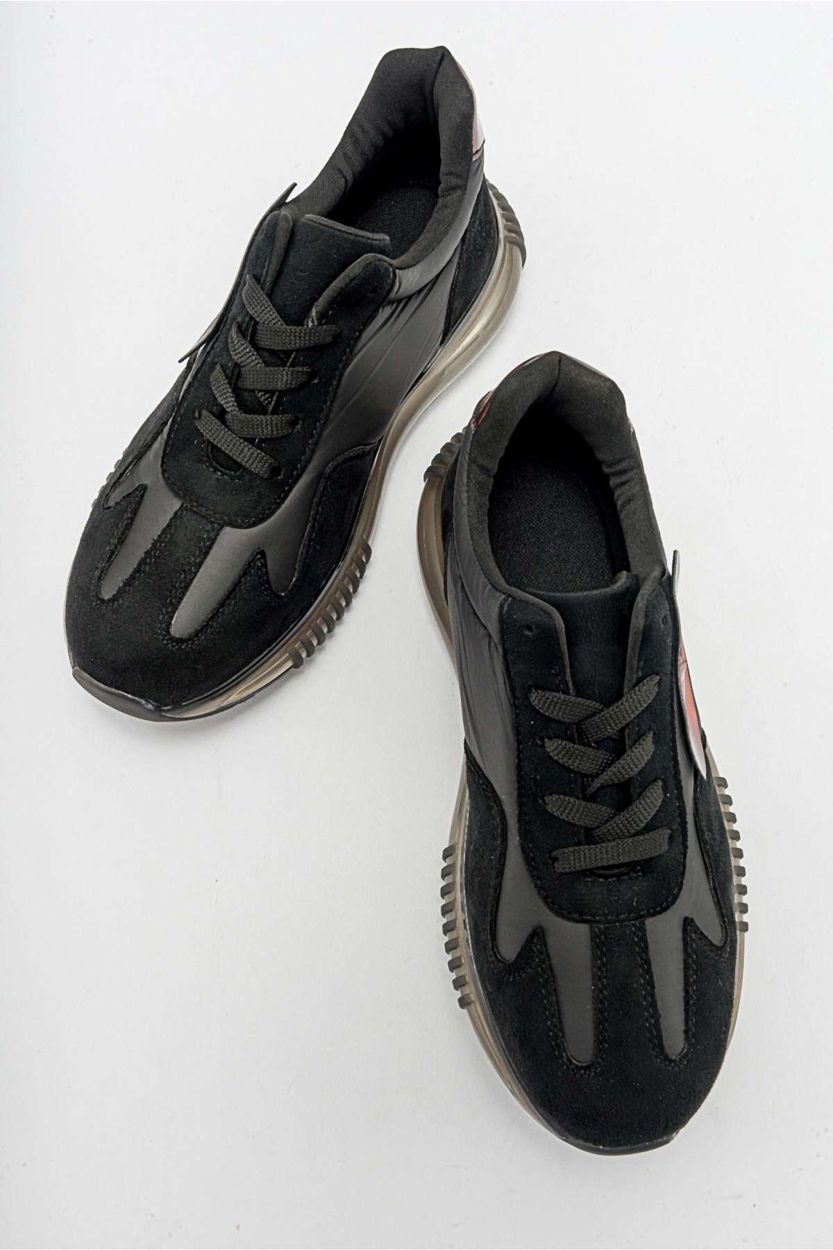 Şeffaf Taban Kadın Spor Ayakkabı SİYAH SÜET - Görsel 6