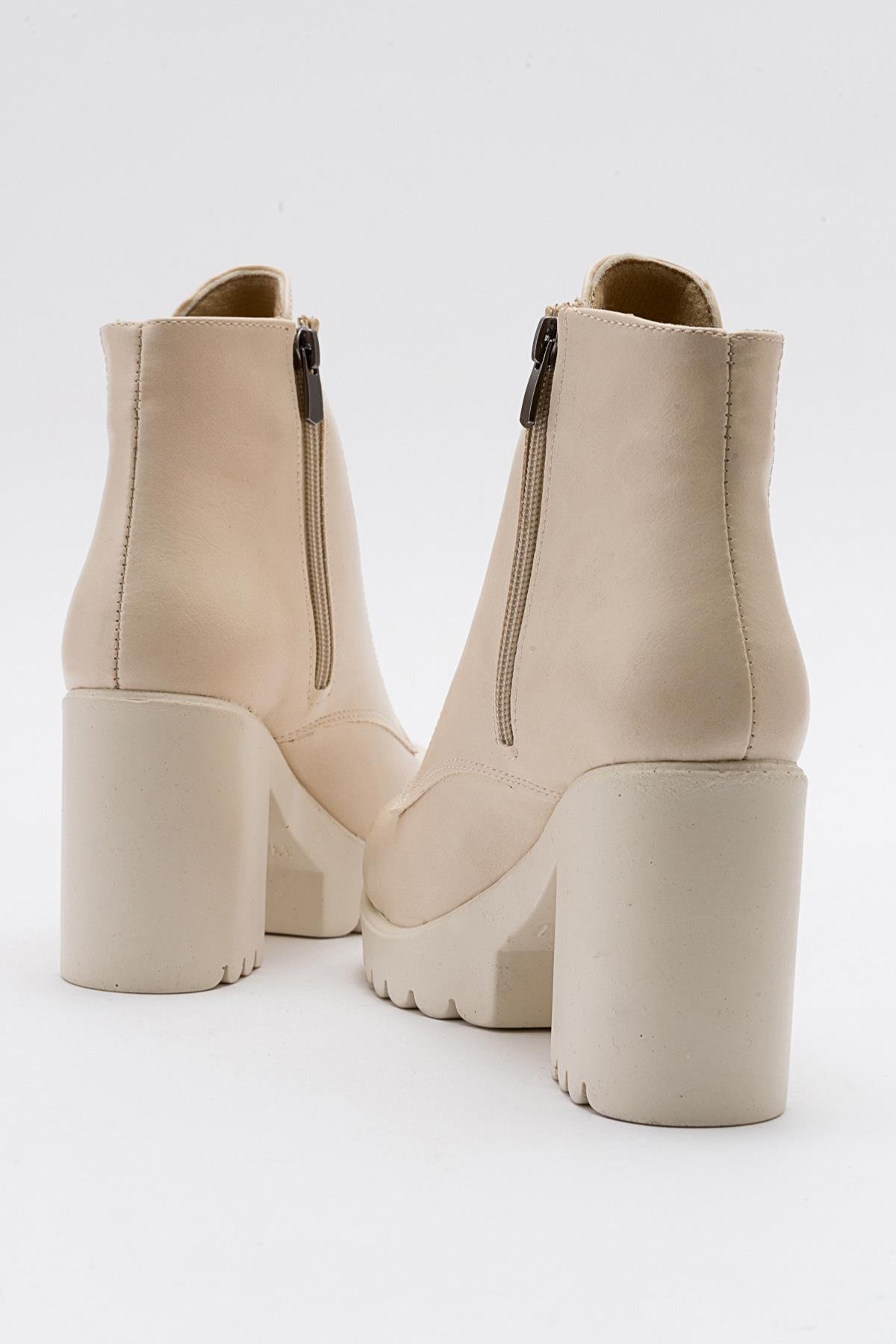 Bağcıklı Kadın Topuklu Bot TEN CİLT TEN - Görsel 5