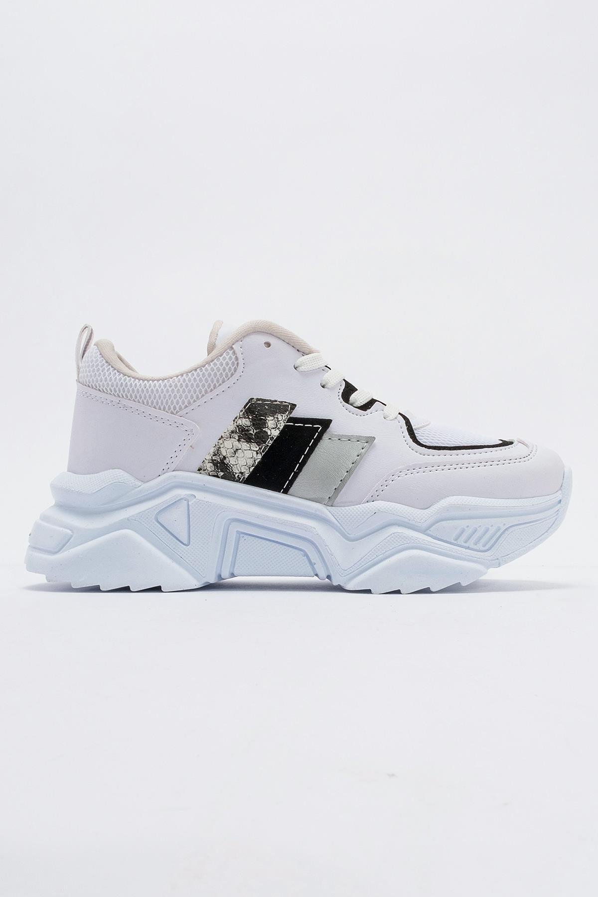 Kadın Anorak Spor Ayakkabı BEYAZ SİYAH - Görsel 3
