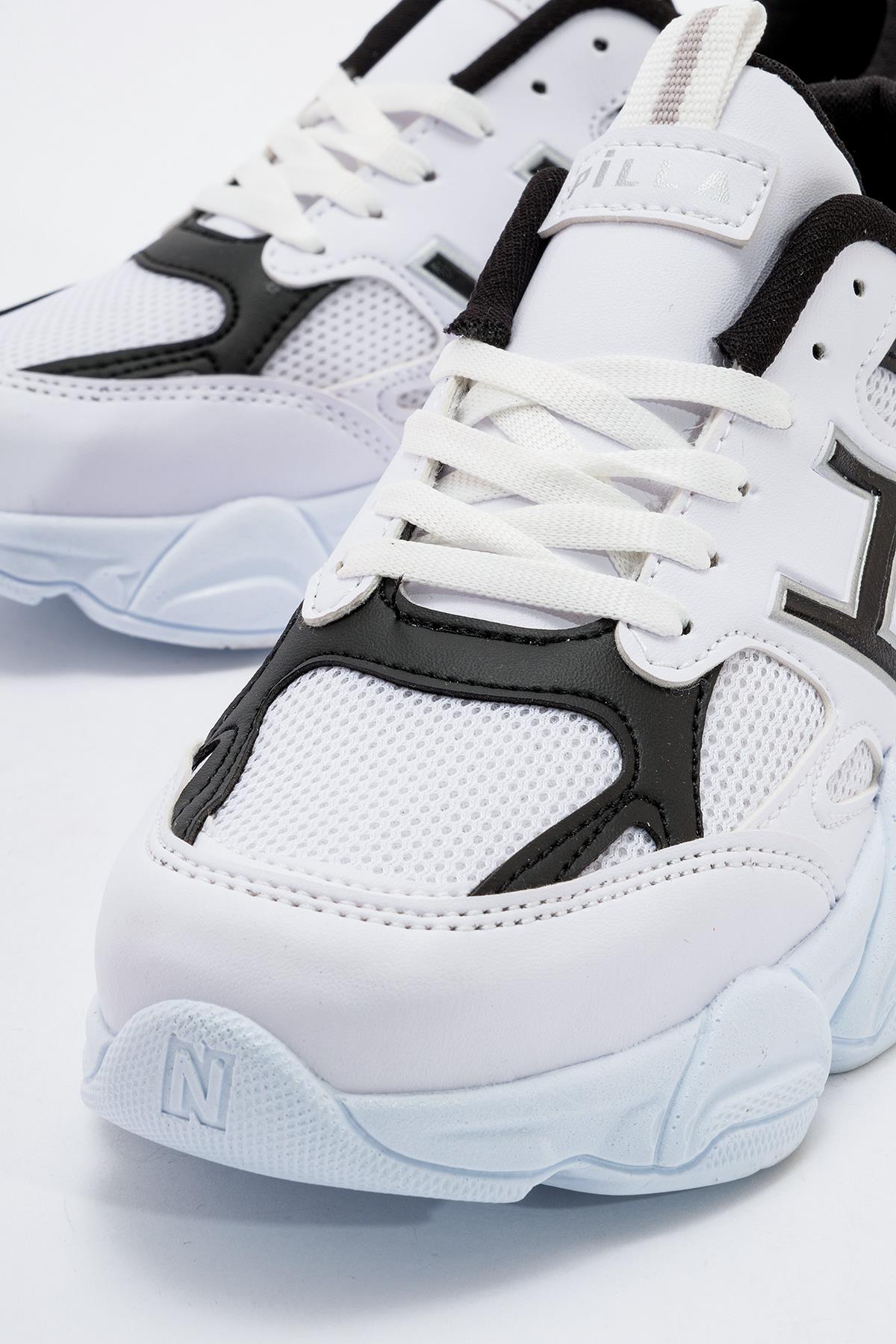 Kadın Anorak Spor Ayakkabı BEYAZ SİYAH - Görsel 4