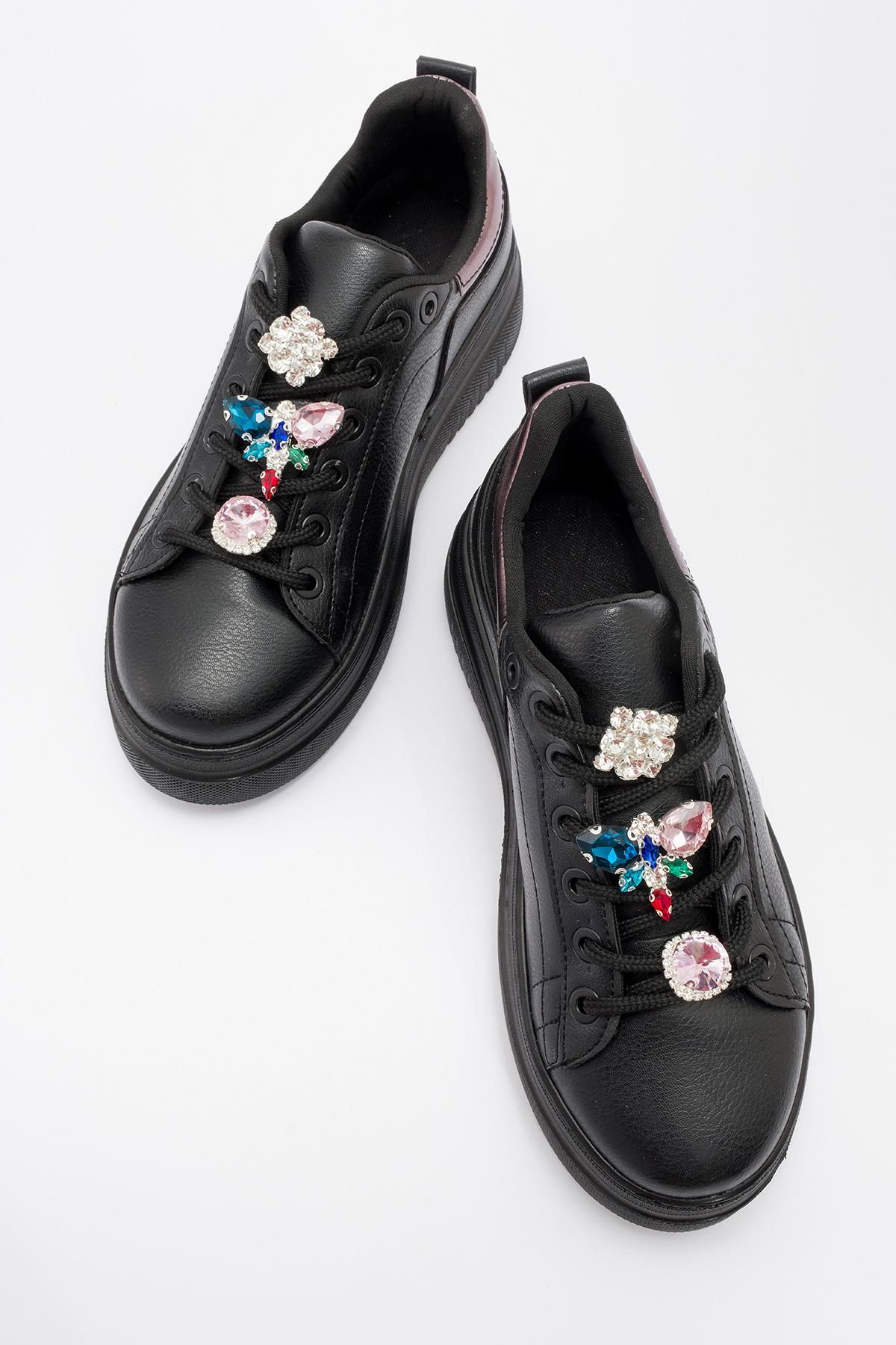 Kaydırmaz Kadın Spor Ayakabı SİYAH GÜMÜŞ - Görsel 6